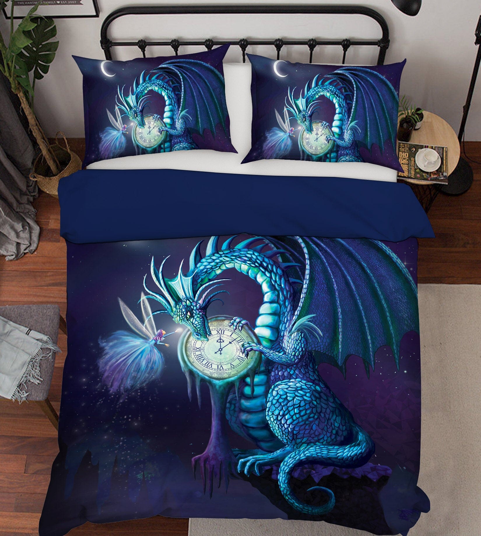 3D Clock Dragon 124 Rose Catherine Khan Bedding Bed Pillowcases Quilt Quiet Covers AJ Creativity Home