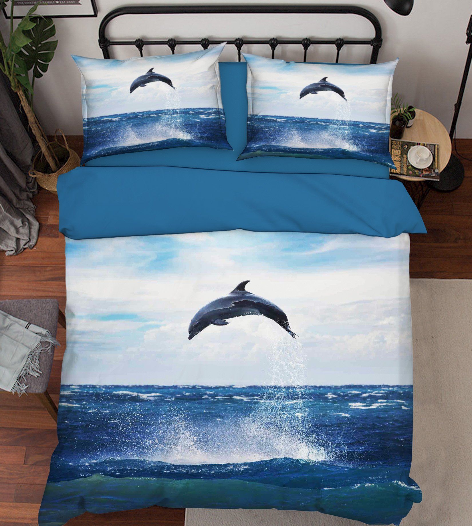 3D Sea Jumping Dolphin 283 Bed Pillowcases Quilt Wallpaper AJ Wallpaper