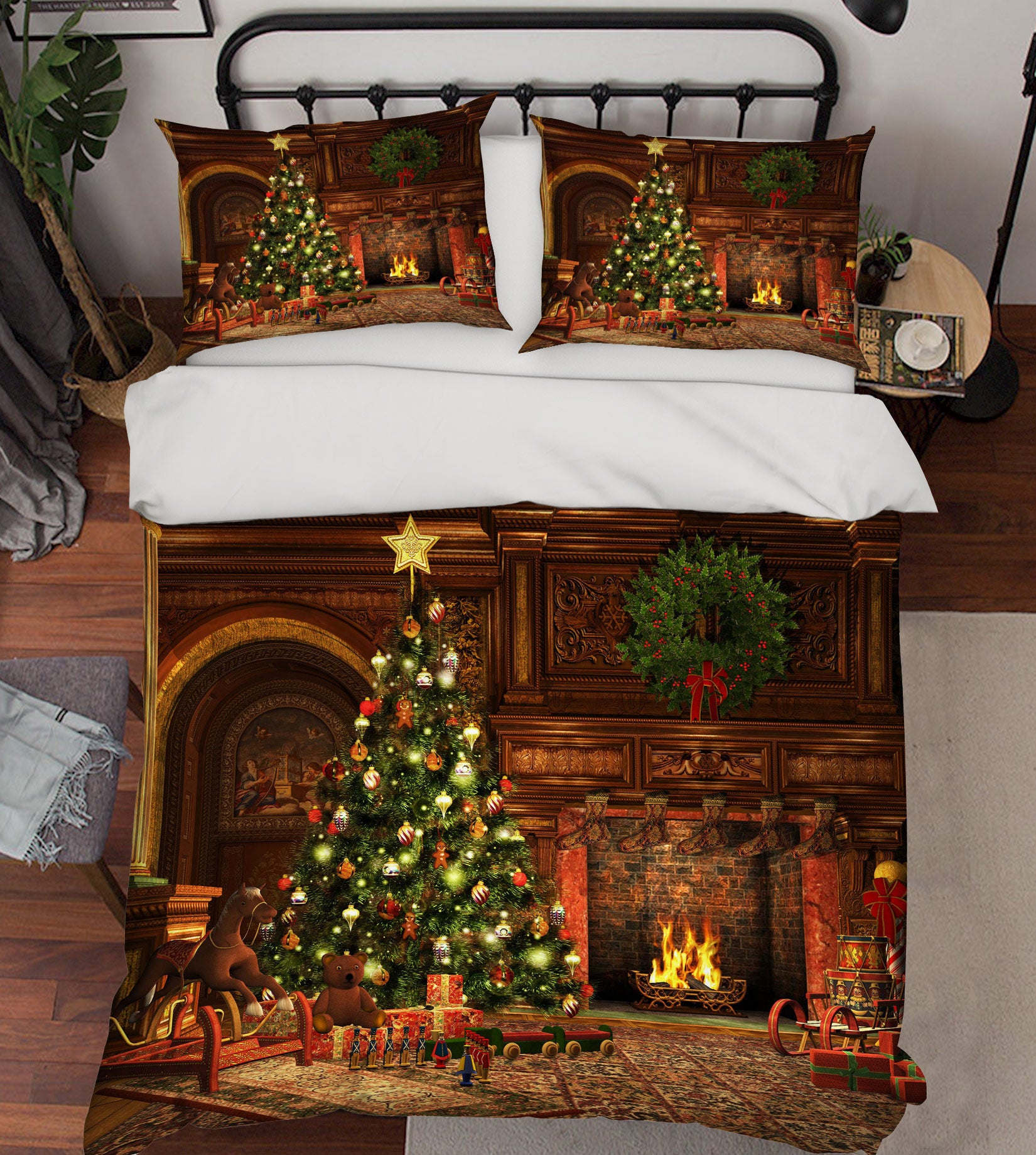 3D Tree Fireplace 50014 Christmas Quilt Duvet Cover Xmas Bed Pillowcases