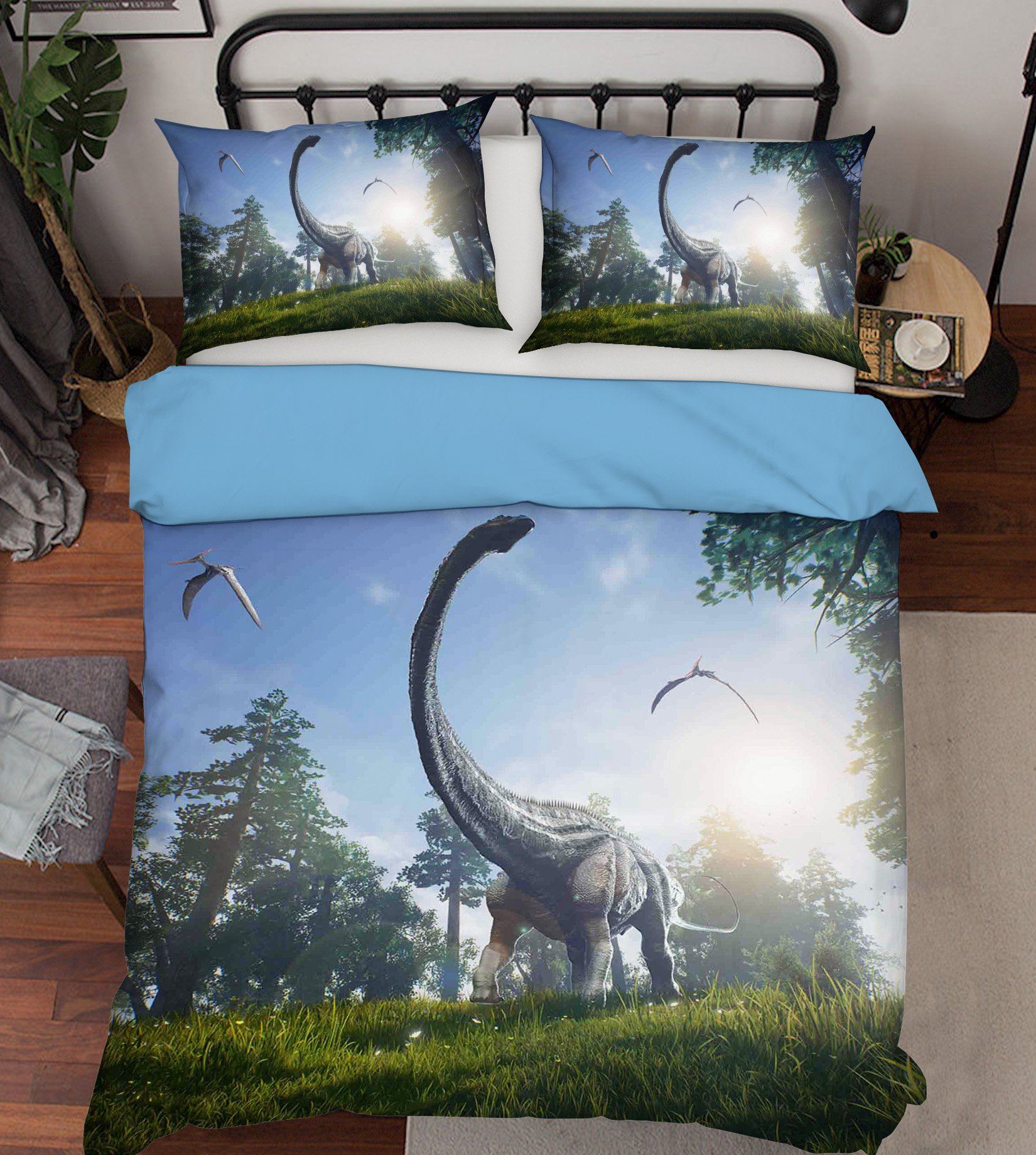 3D Sunshine Brontosaurus 078 Bed Pillowcases Quilt Wallpaper AJ Wallpaper