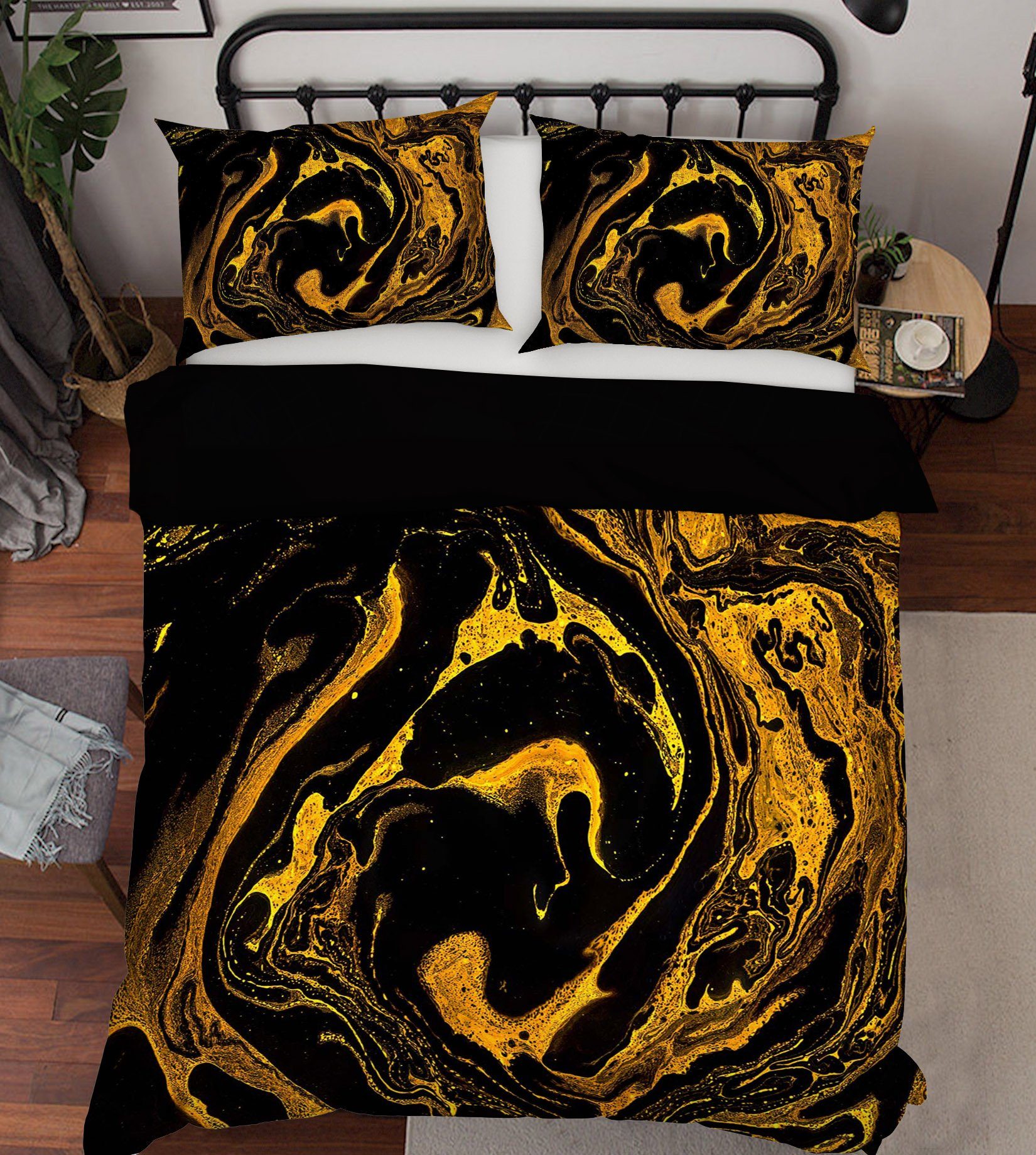 3D Golden Turbulence 016 Bed Pillowcases Quilt Wallpaper AJ Wallpaper
