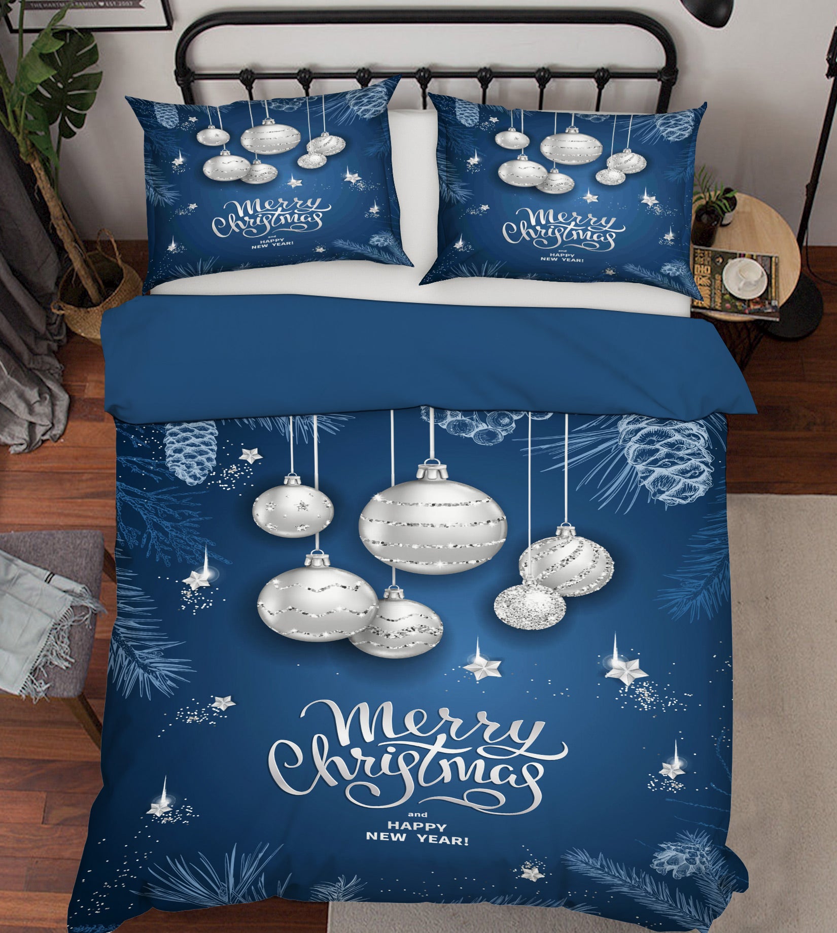 3D White Ball 51023 Christmas Quilt Duvet Cover Xmas Bed Pillowcases