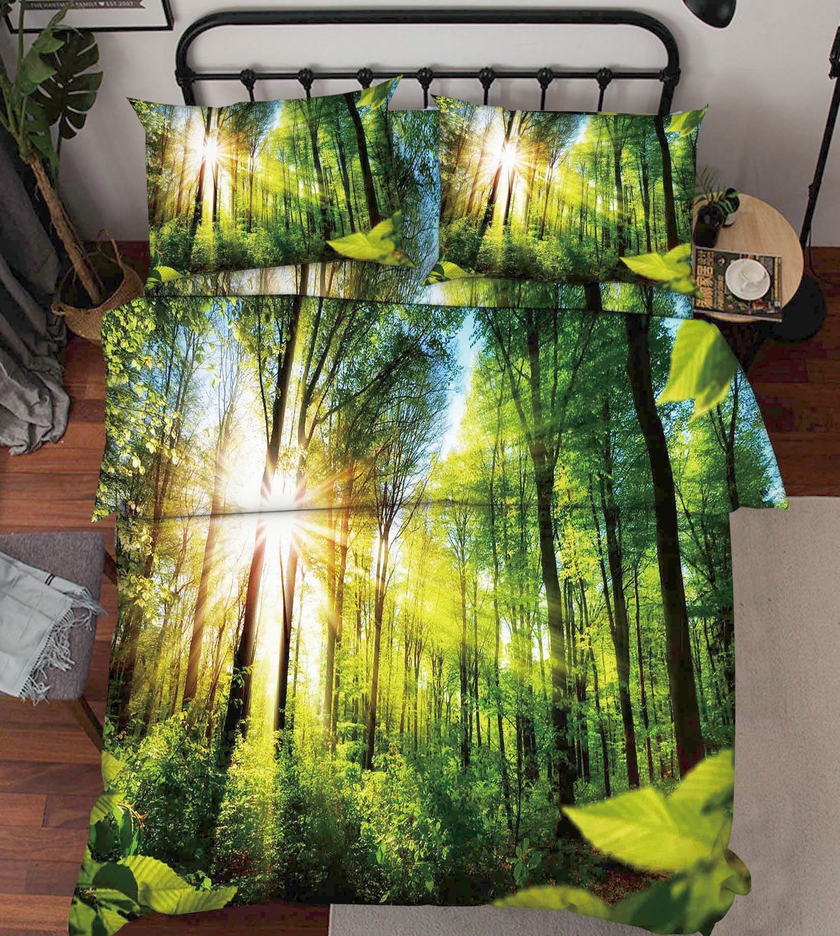 3D Green Forest Sunshine 35 Bed Pillowcases Quilt Wallpaper AJ Wallpaper