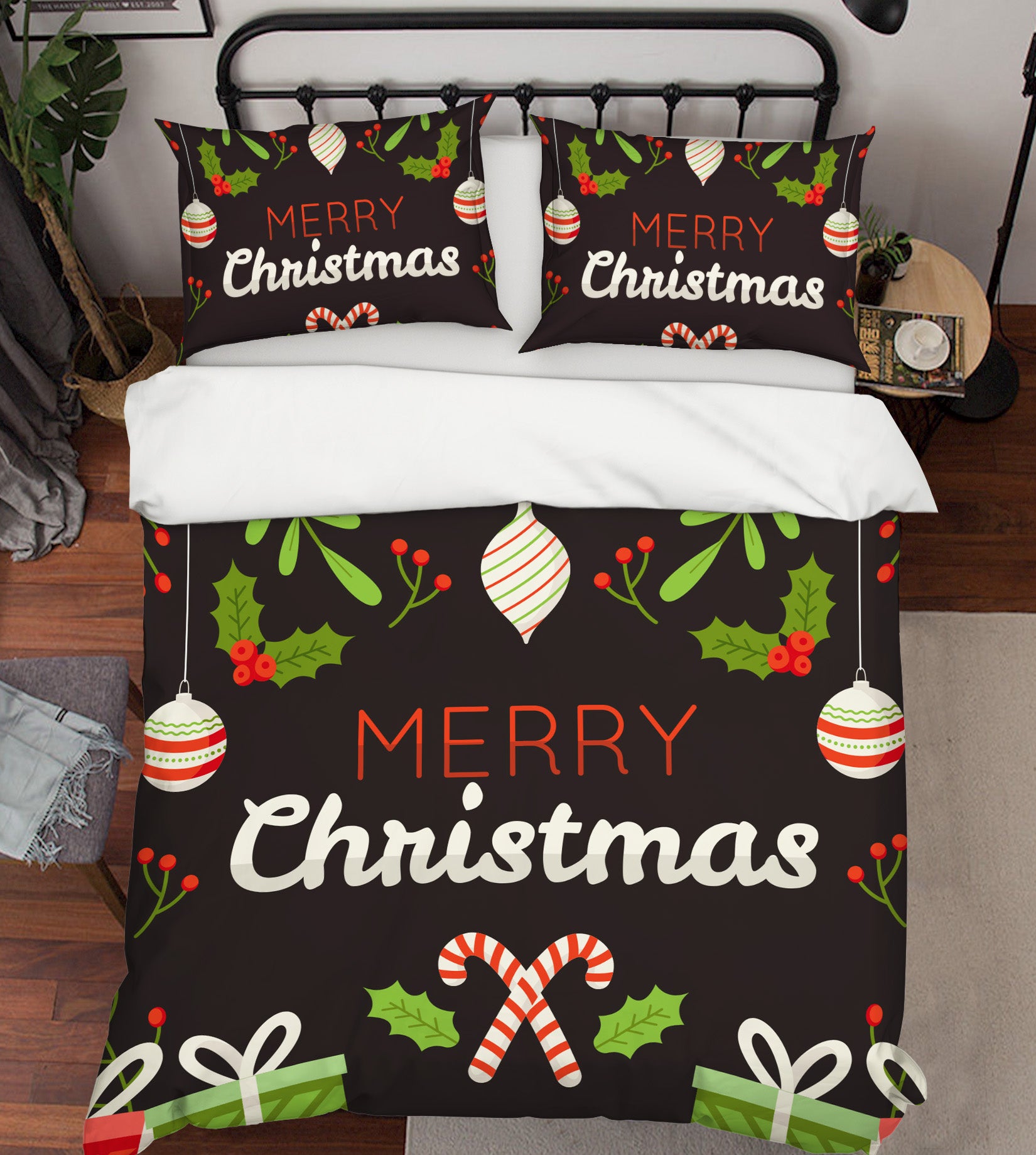 3D Christmas Tree Branches 63194 Bed Pillowcases Quilt