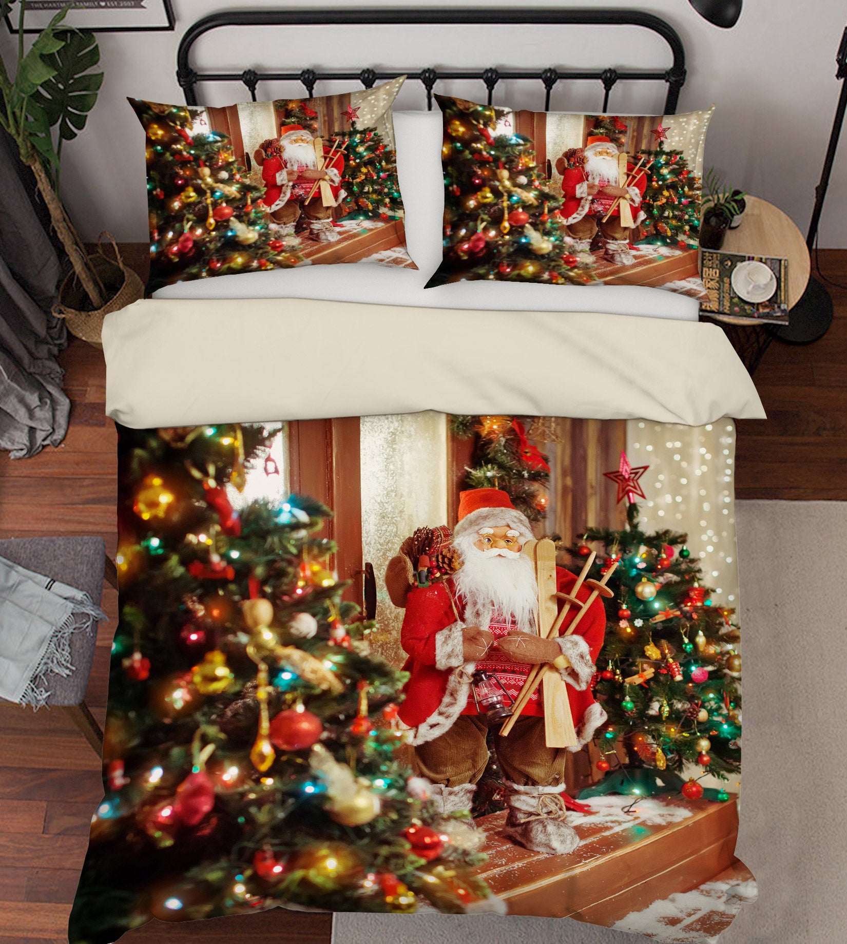 3D Santa Claus Tree 50049 Christmas Quilt Duvet Cover Xmas Bed Pillowcases