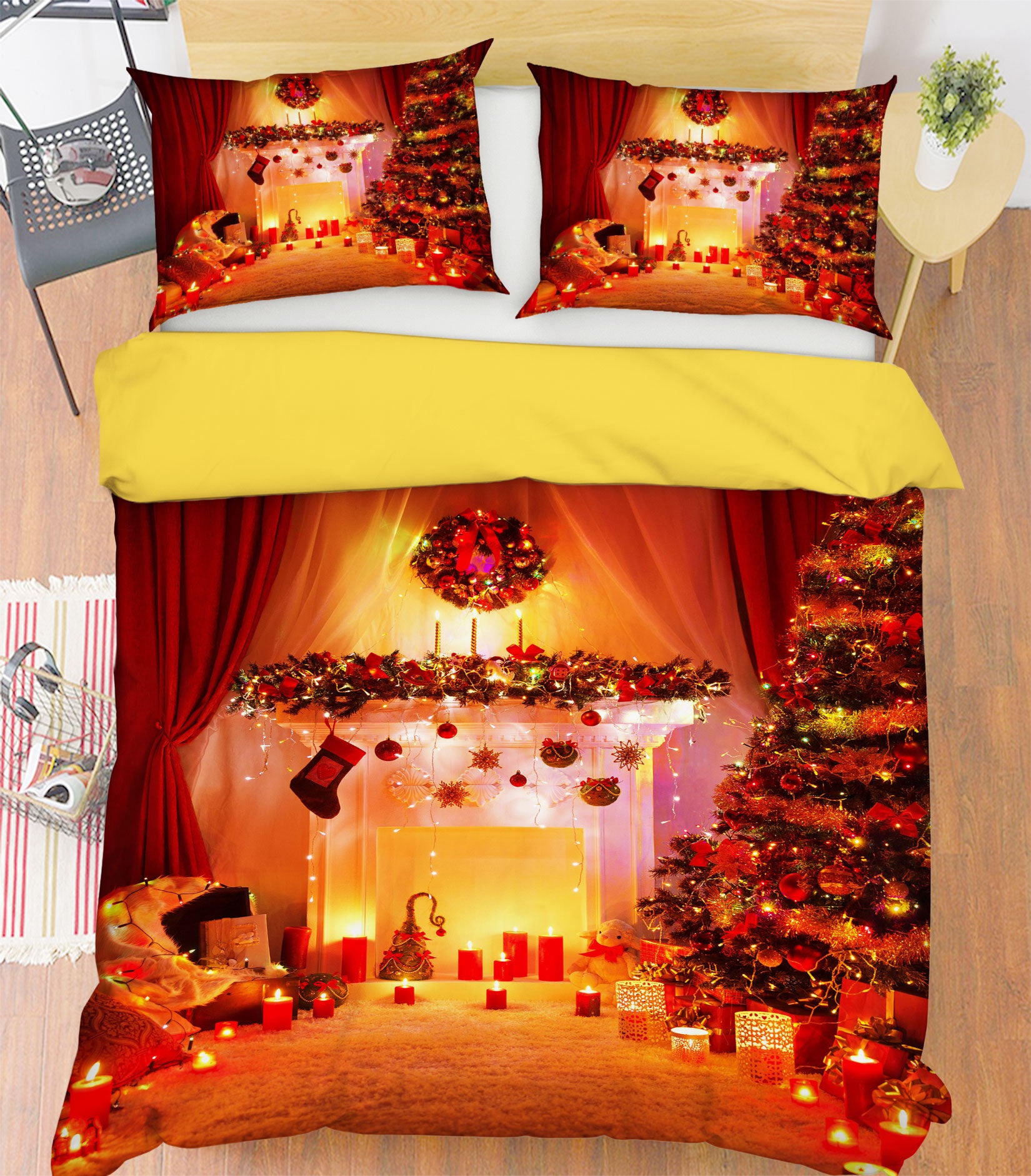 3D Christmas Tree Candle 12208 Bed Pillowcases Quilt