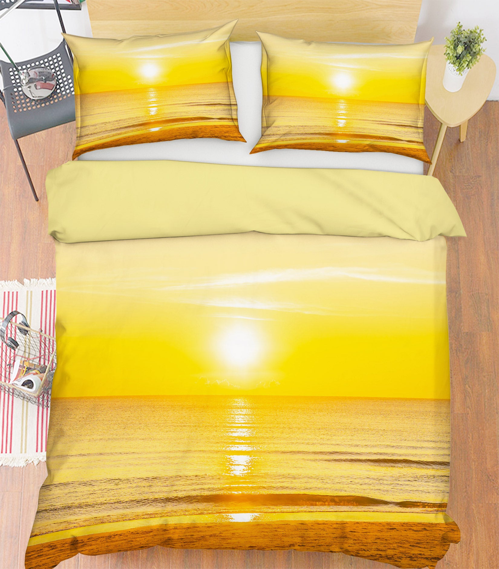 3D Golden Yellow Water Surface 59179 Bed Pillowcases Quilt