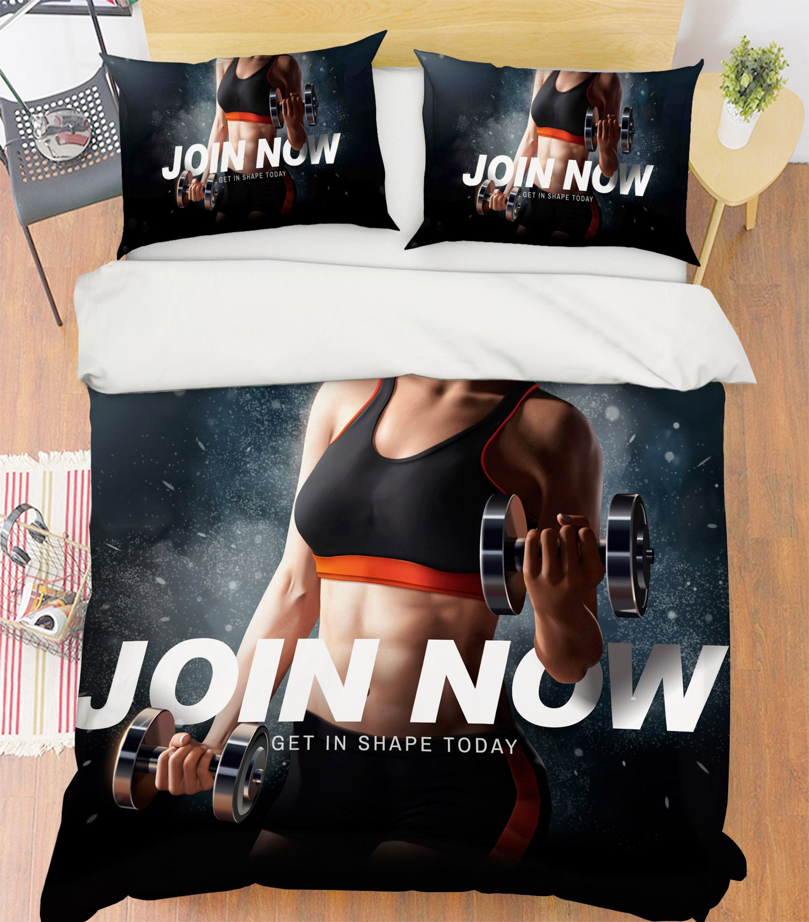 3D Lift Dumbbells 14179 Bed Pillowcases Quilt
