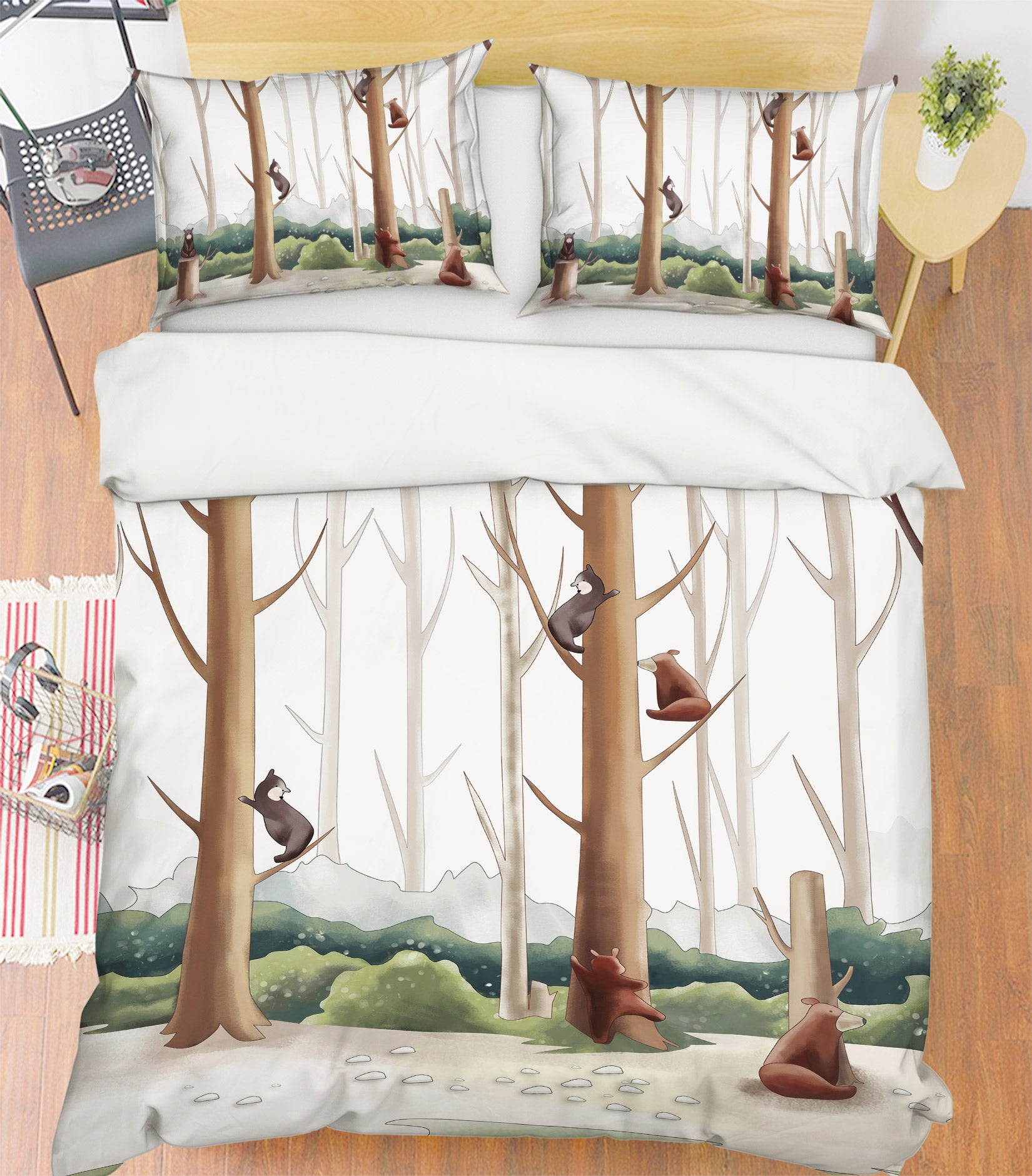 3D Forest Wood 13134 Bed Pillowcases Quilt