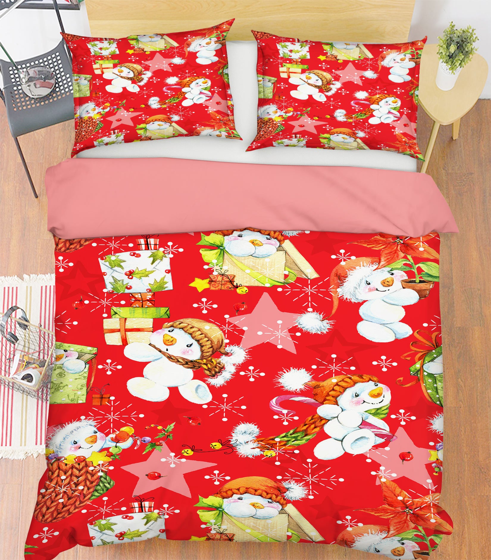 3D Snowman Gift 50031 Christmas Quilt Duvet Cover Xmas Bed Pillowcases
