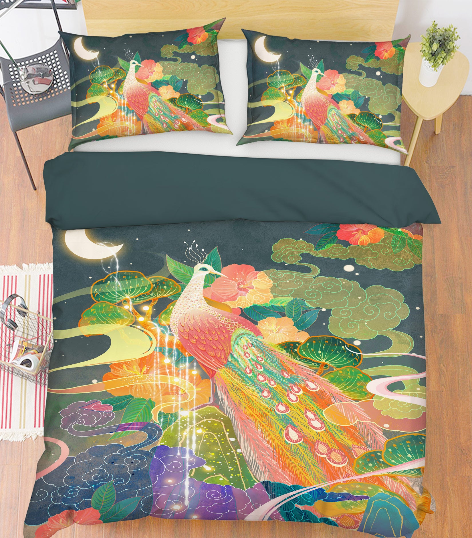 3D Colorful Peacock 16118 Bed Pillowcases Quilt
