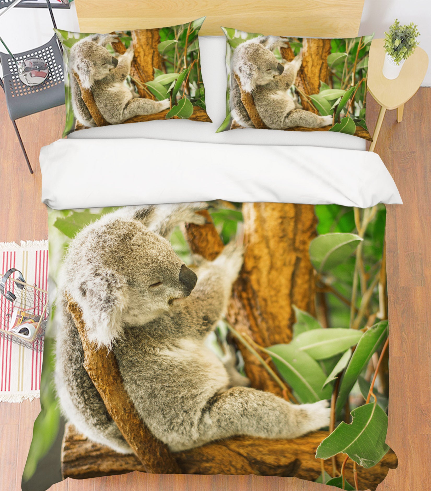 3D Koala Leaves 077 Bed Pillowcases Quilt