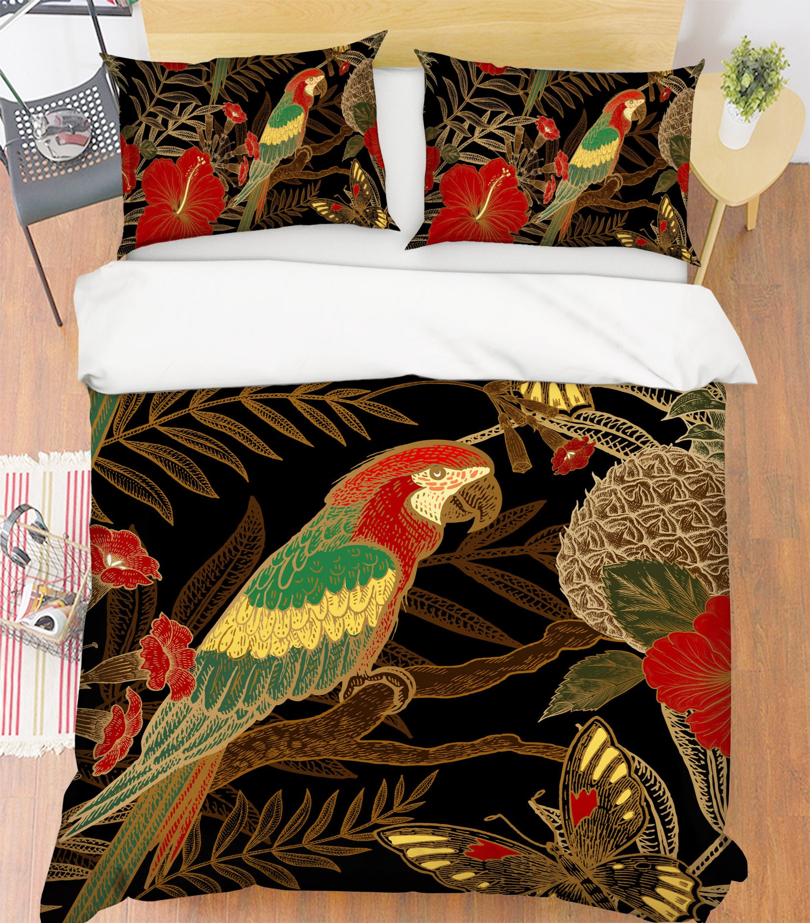 3D Parrot 60146 Bed Pillowcases Quilt