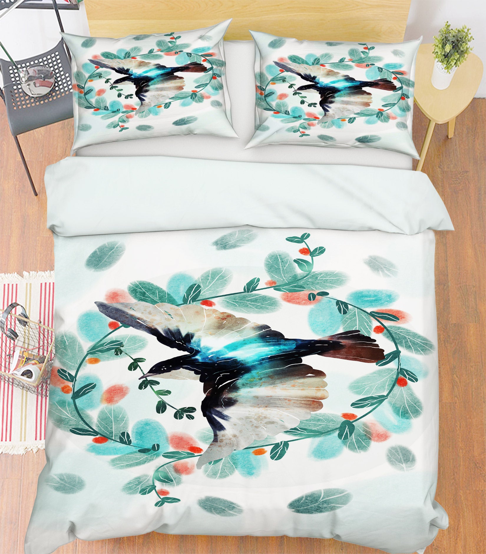 3D Swallow Leaf Circle 59095 Bed Pillowcases Quilt