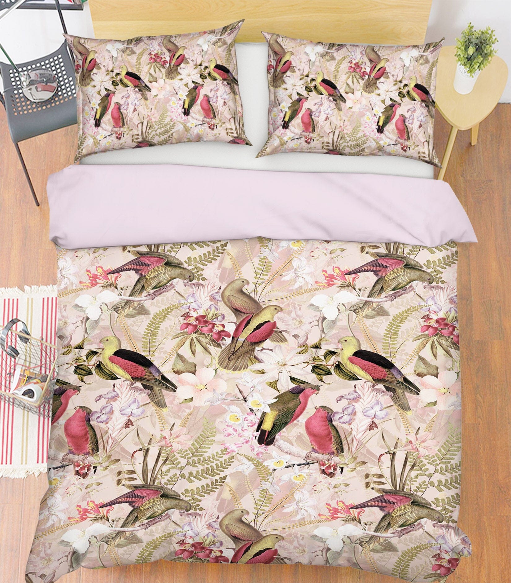 3D Parrot Flower 101 Uta Naumann Bedding Bed Pillowcases Quilt Quiet Covers AJ Creativity Home