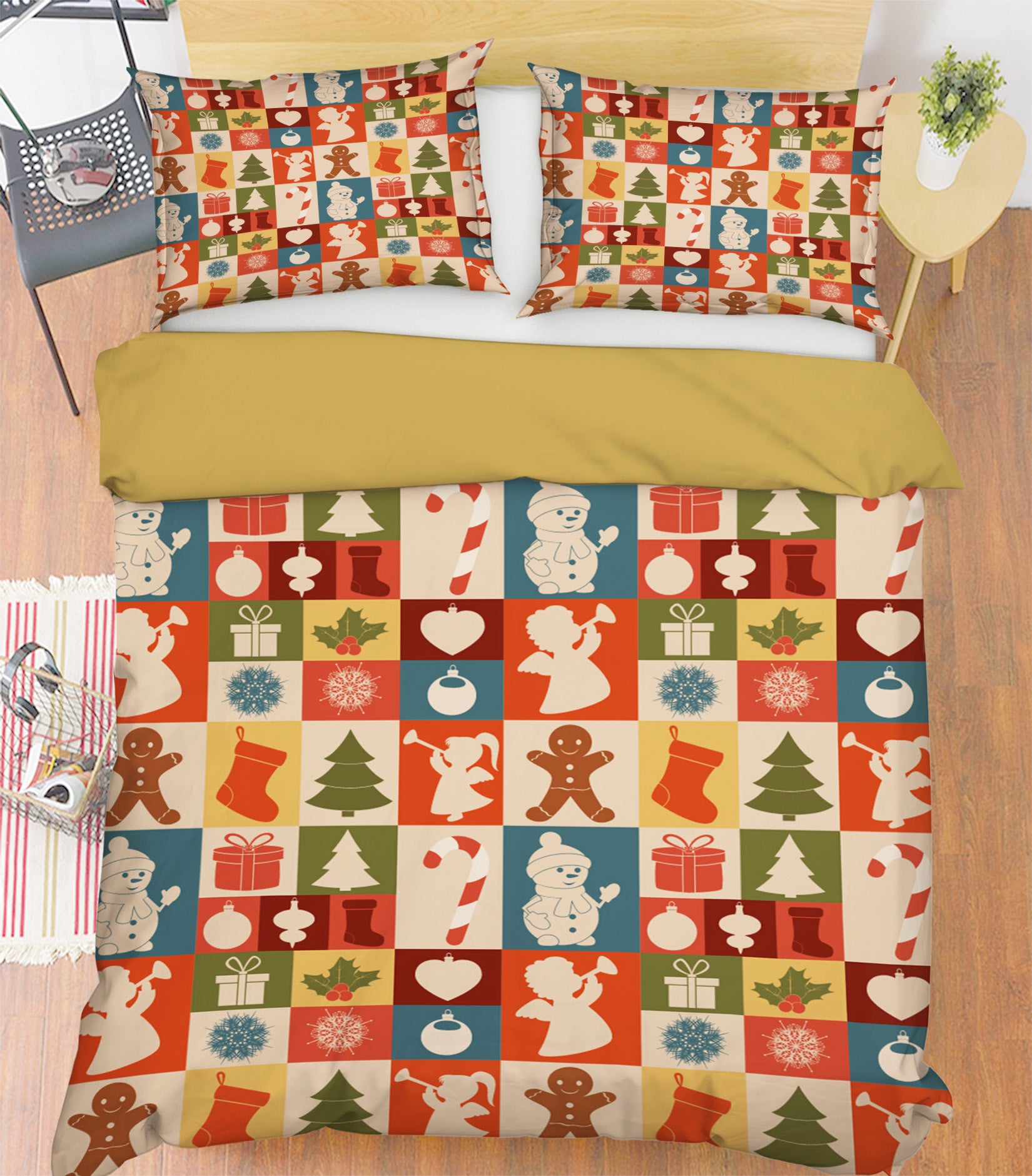 3D Square Christmas Pattern 45030 Christmas Quilt Duvet Cover Xmas Bed Pillowcases