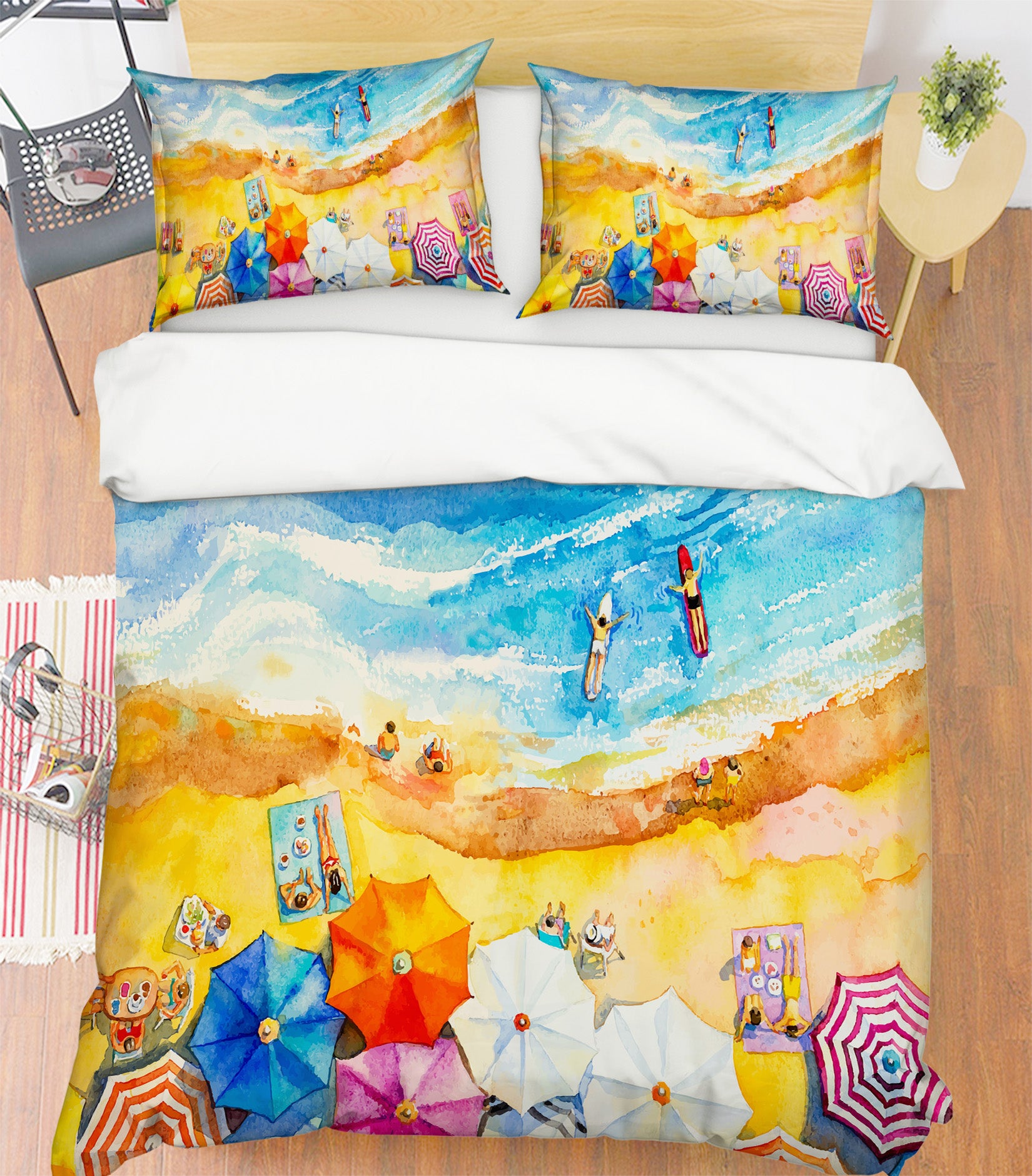 3D Seaside Umbrella 60231 Bed Pillowcases Quilt