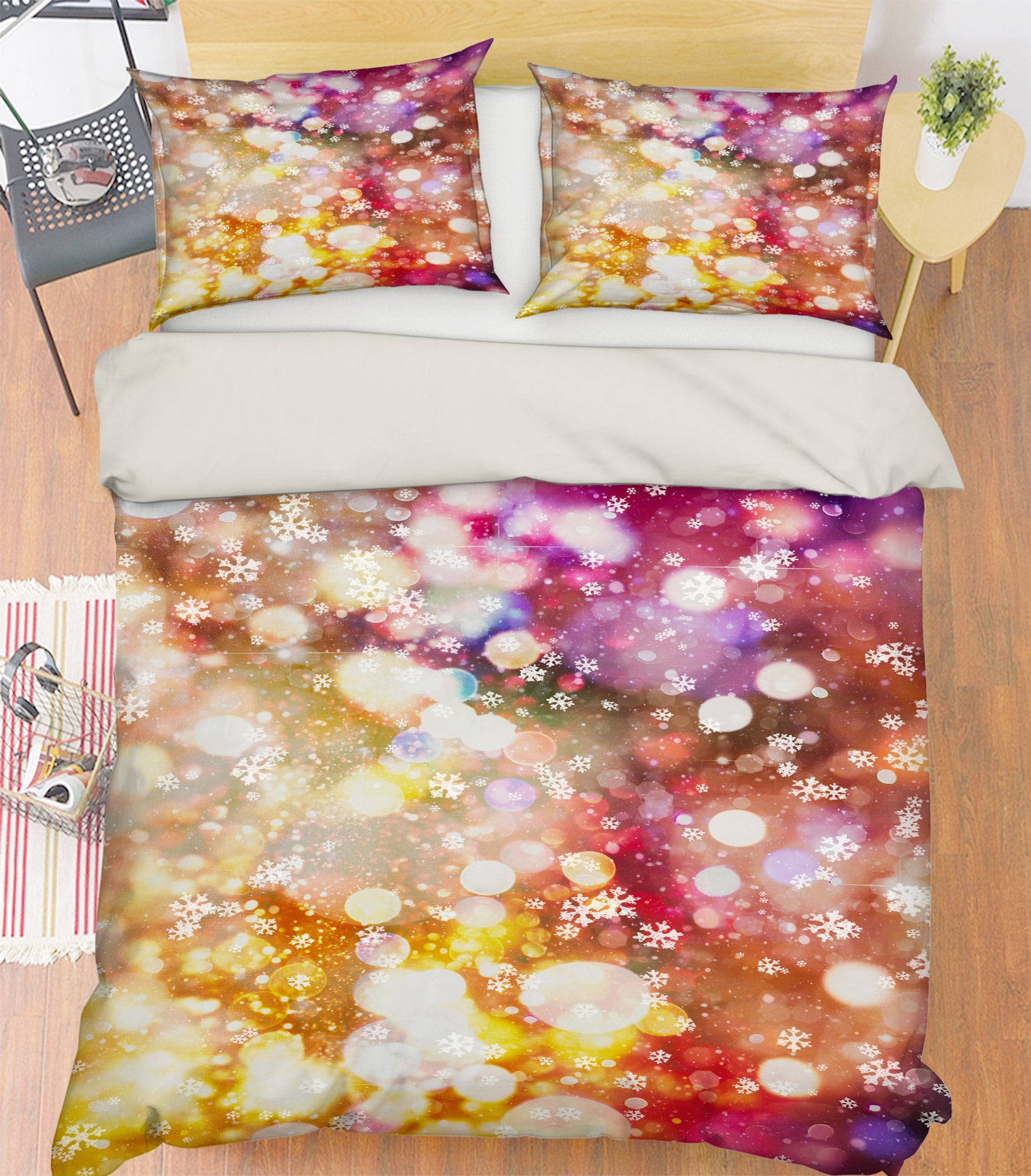 3D Snowflake Aperture 51009 Christmas Quilt Duvet Cover Xmas Bed Pillowcases