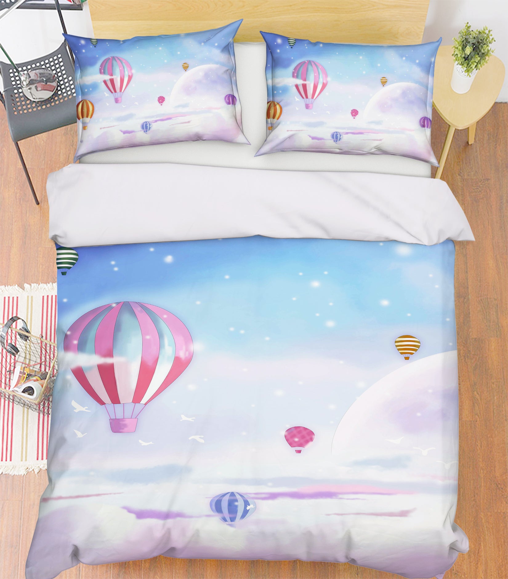3D Hot Air Balloon 12053 Bed Pillowcases Quilt