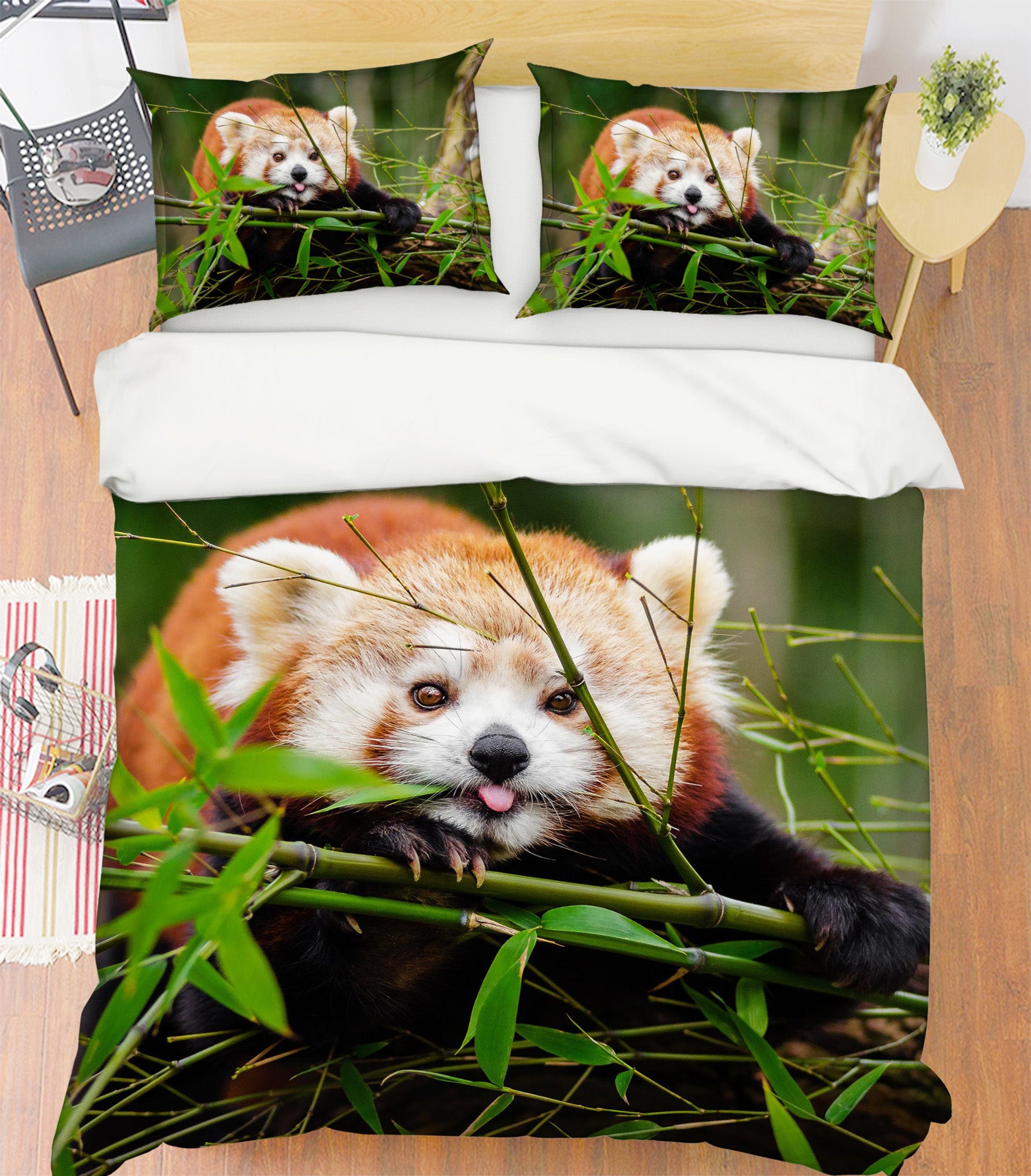 3D Red Panda Leaves 003 Bed Pillowcases Quilt