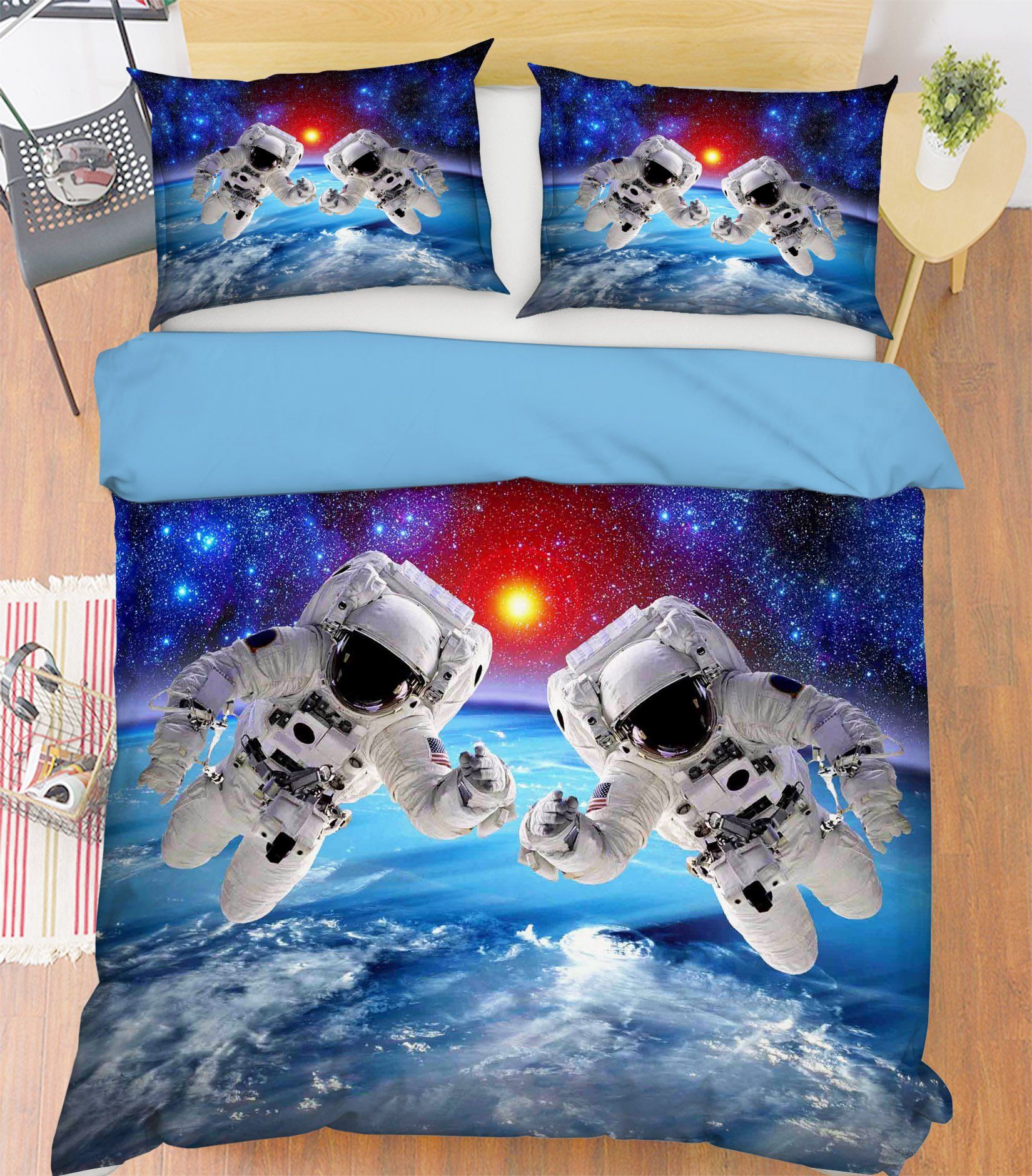3D Astronauts Flying 147 Bed Pillowcases Quilt Wallpaper AJ Wallpaper