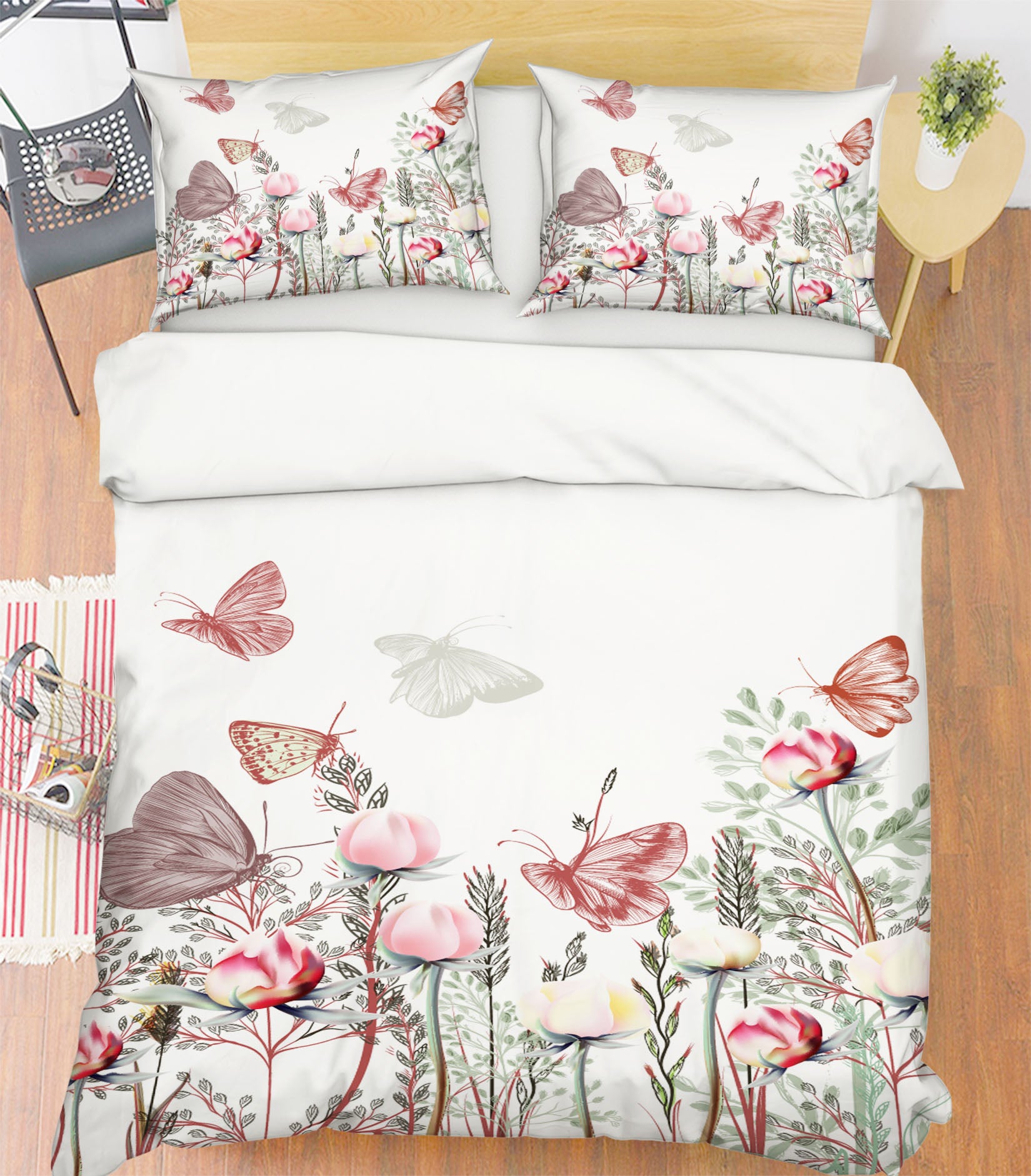 3D Flower Butterfly 15065 Bed Pillowcases Quilt