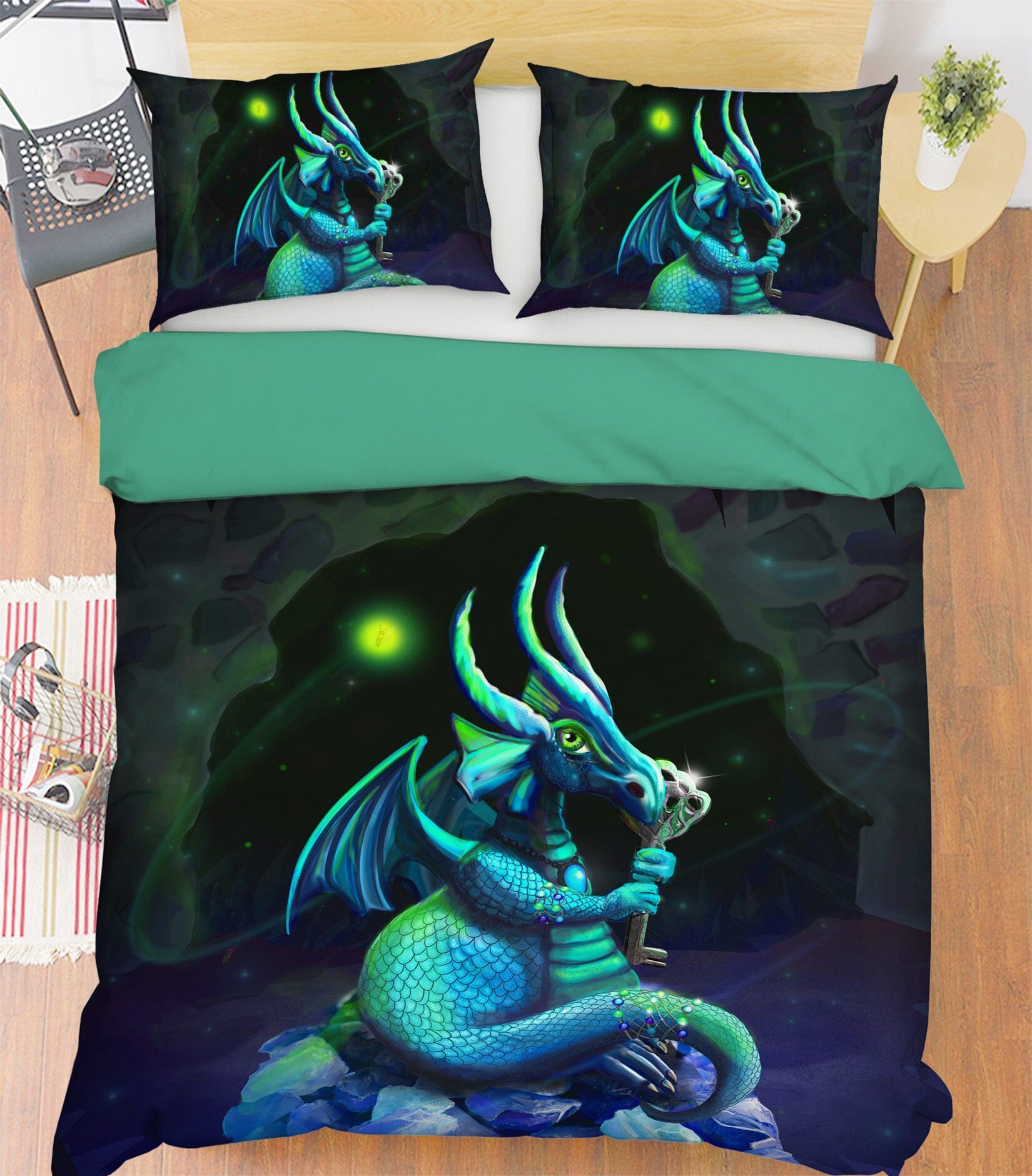 3D Night Dragon 103 Rose Catherine Khan Bedding Bed Pillowcases Quilt Quiet Covers AJ Creativity Home