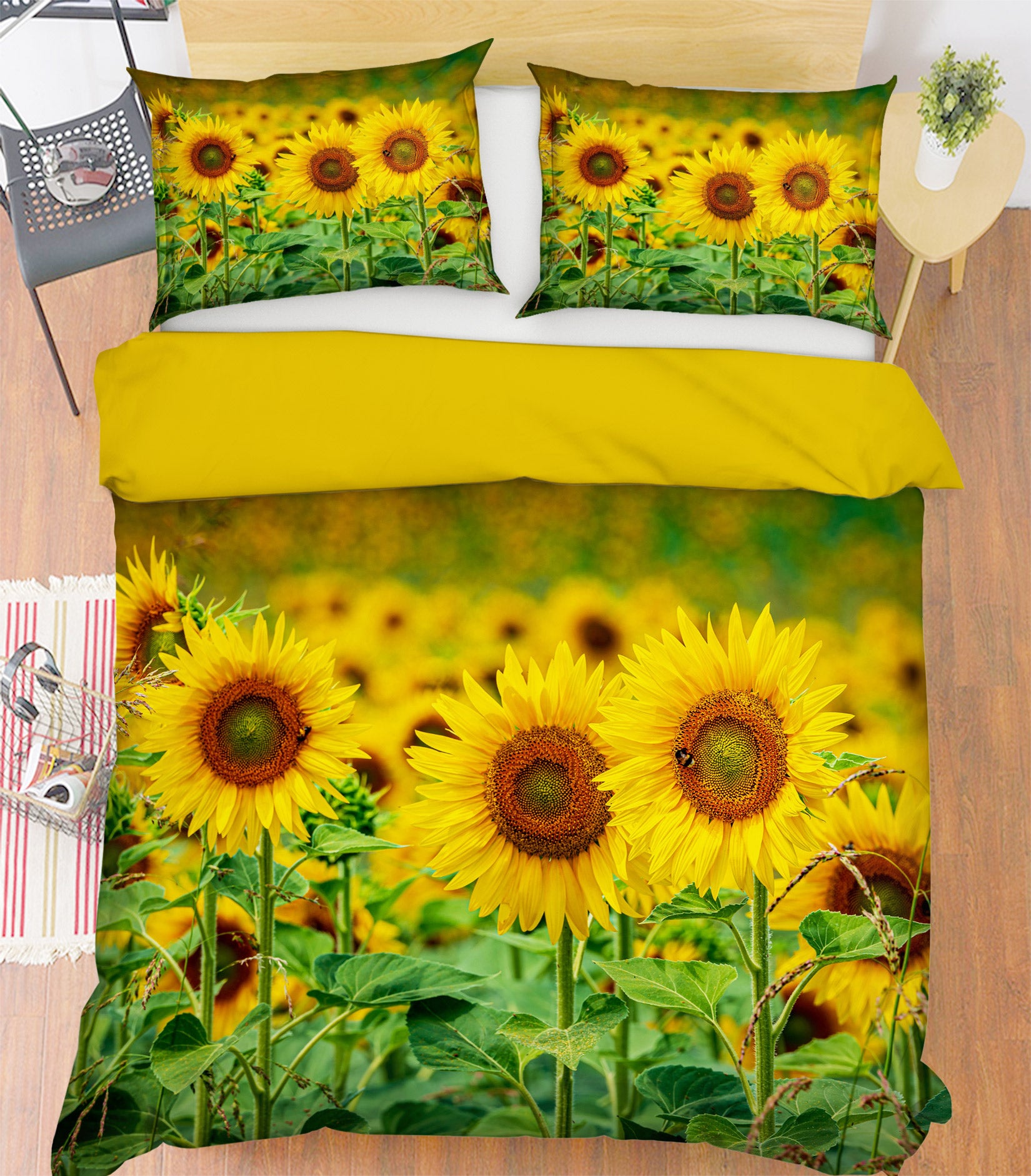 3D Sunflower Bush 59166 Bed Pillowcases Quilt