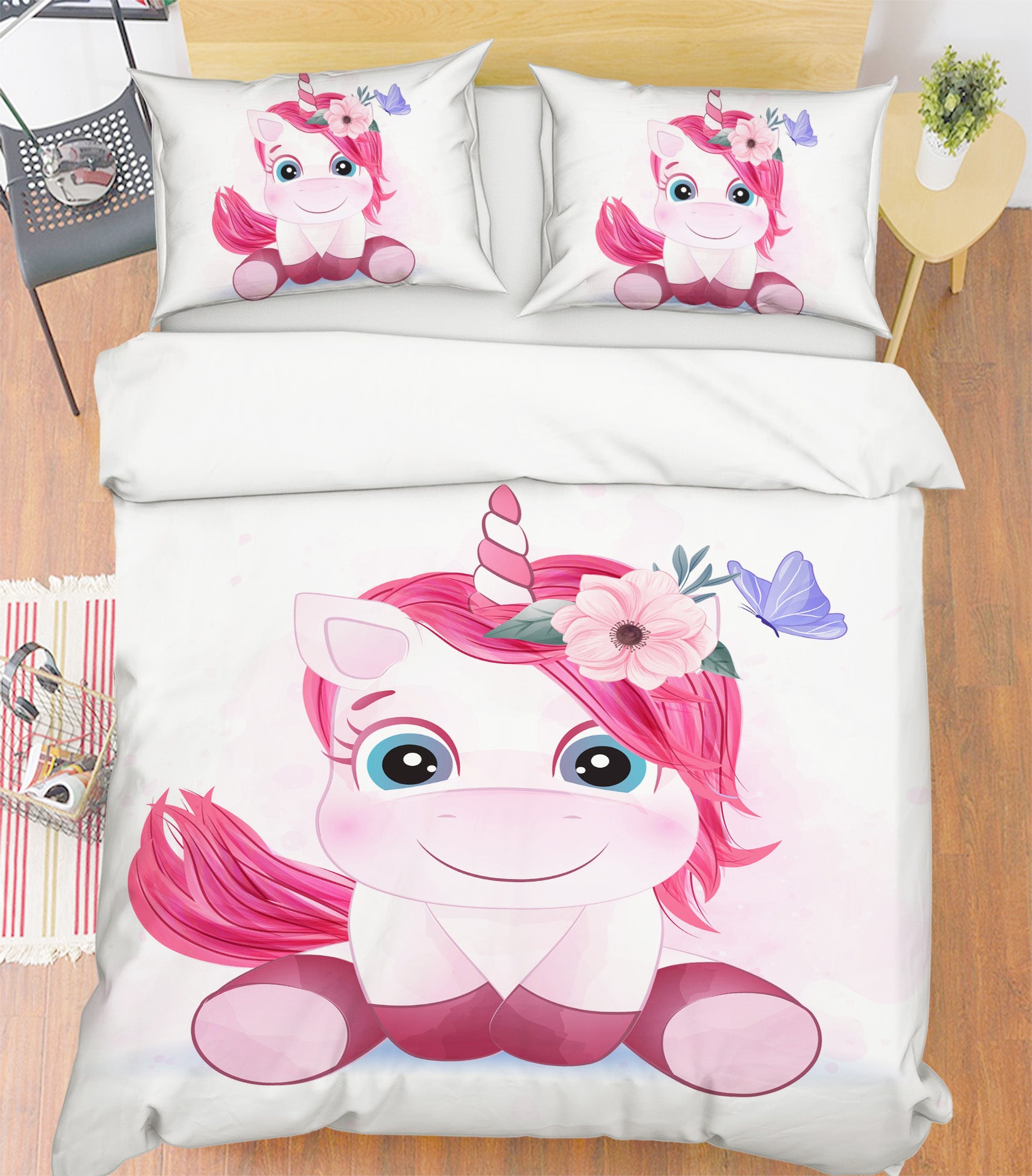 3D Pink Unicorn 58226 Bed Pillowcases Quilt