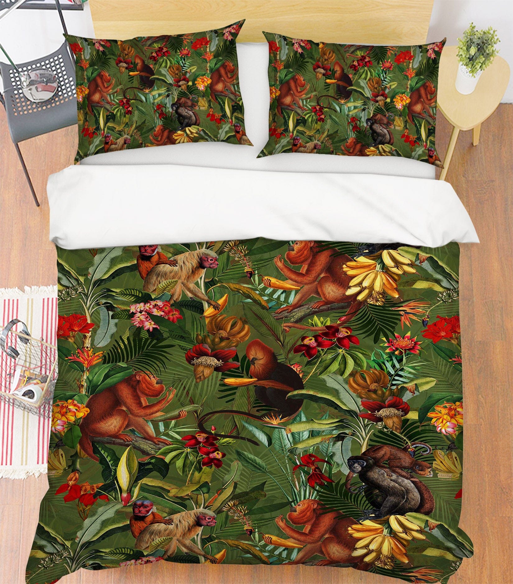 3D Apes Flower 128 Uta Naumann Bedding Bed Pillowcases Quilt Quiet Covers AJ Creativity Home