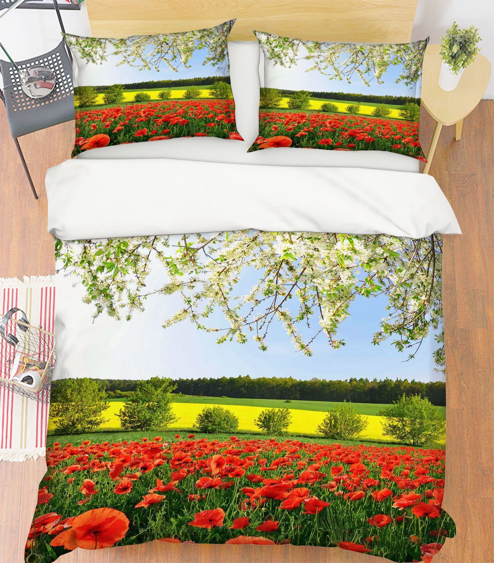 3D Safflower Field 170 Bed Pillowcases Quilt Wallpaper AJ Wallpaper