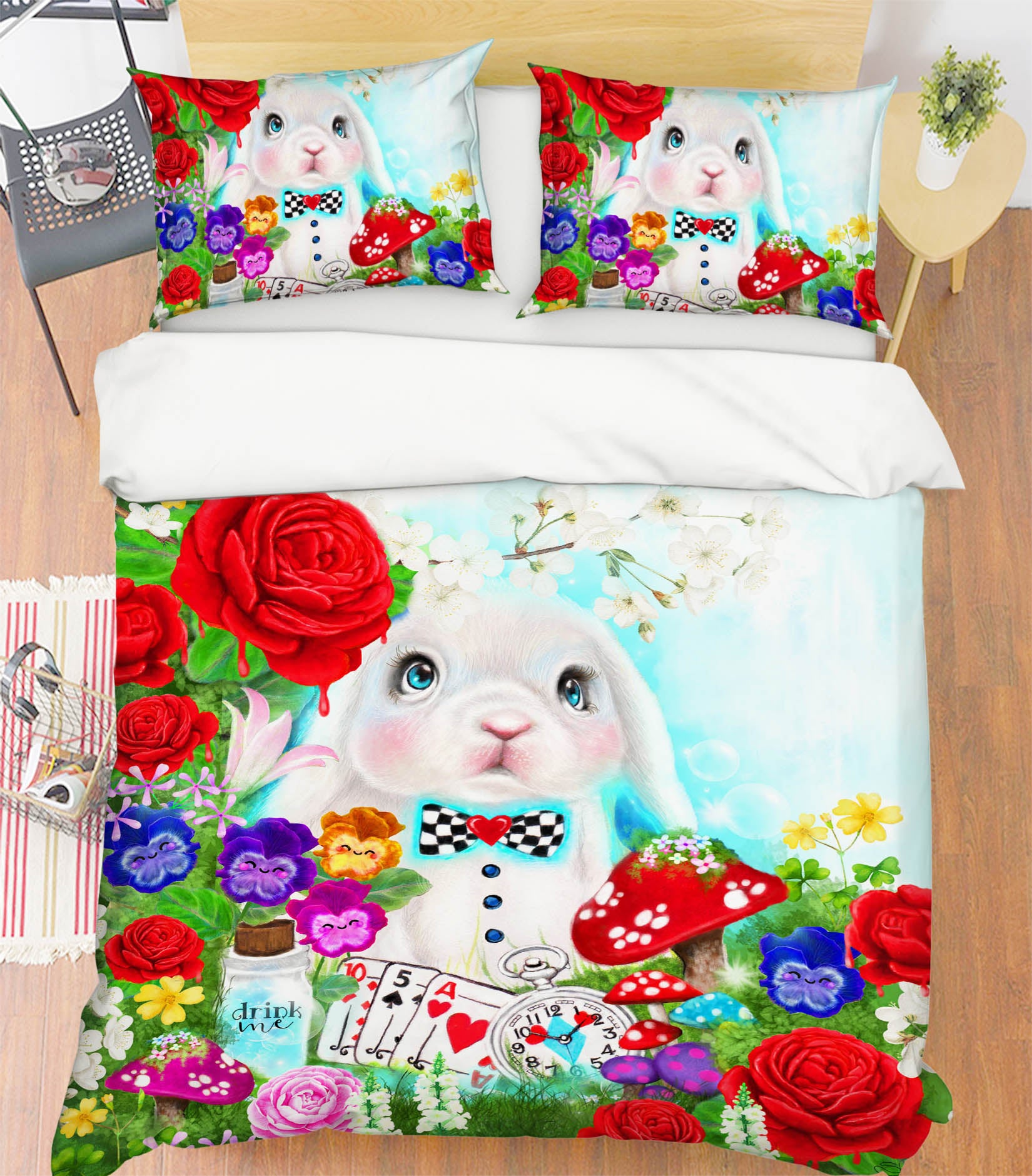 3D Mushroom Rose Bunny 8619 Sheena Pike Bedding Bed Pillowcases Quilt Cover Duvet Cover