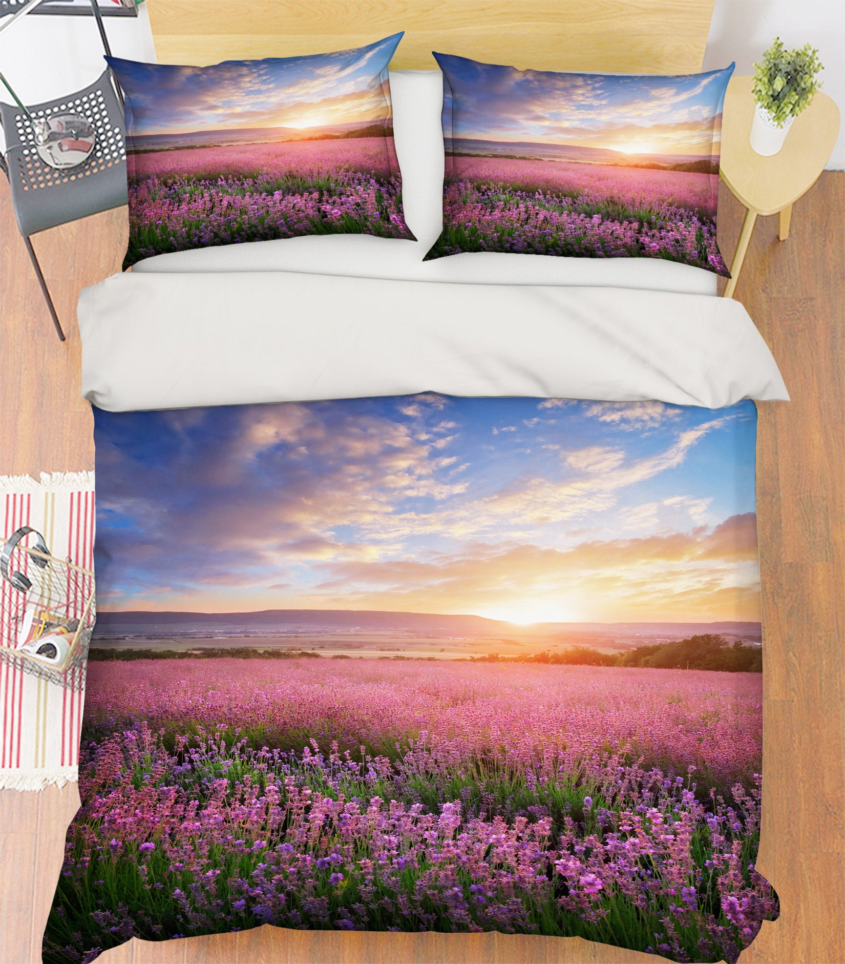 3D Lavender Bushes 59117 Bed Pillowcases Quilt