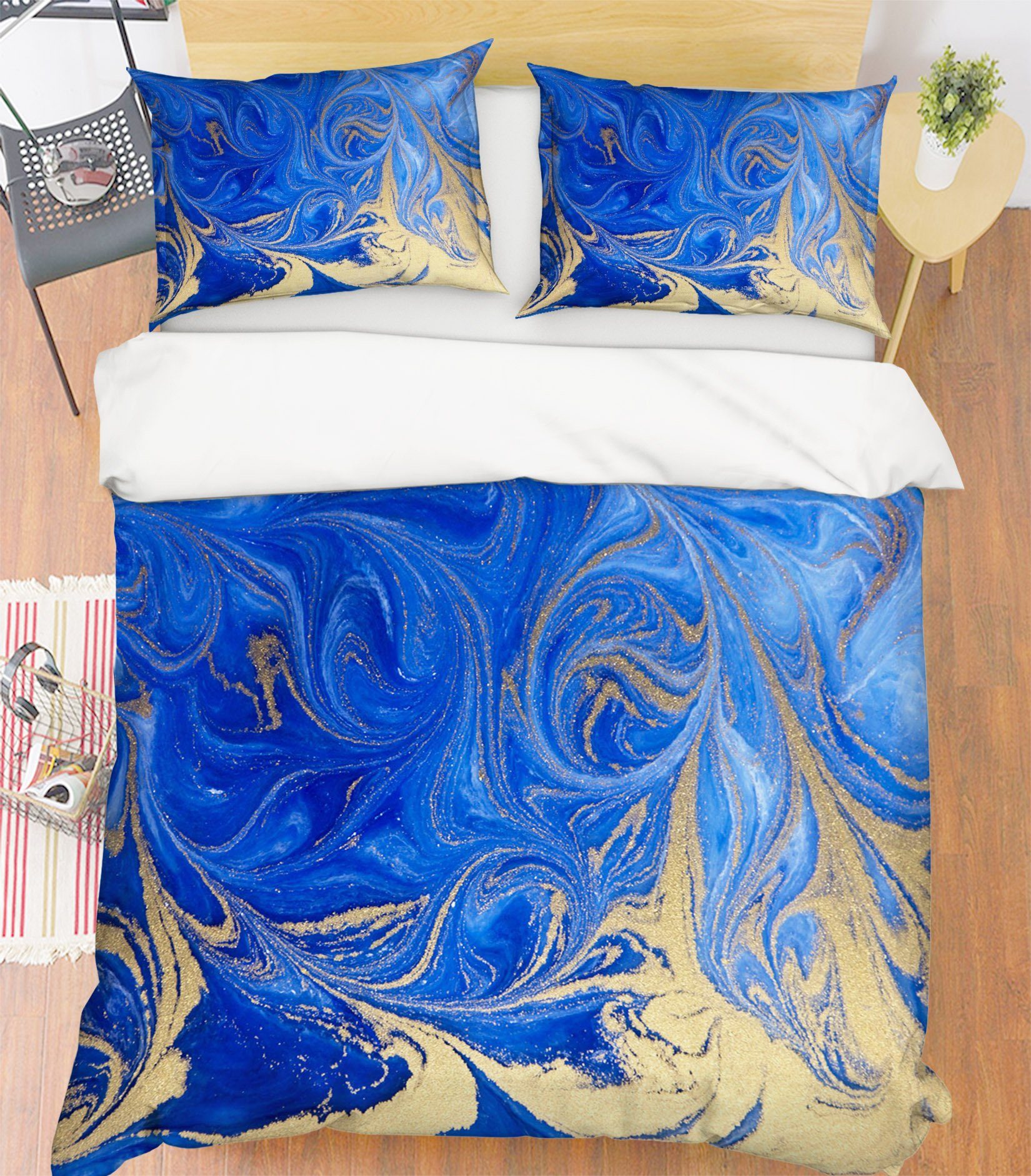 3D Gold Powder Coloring 022 Bed Pillowcases Quilt Wallpaper AJ Wallpaper