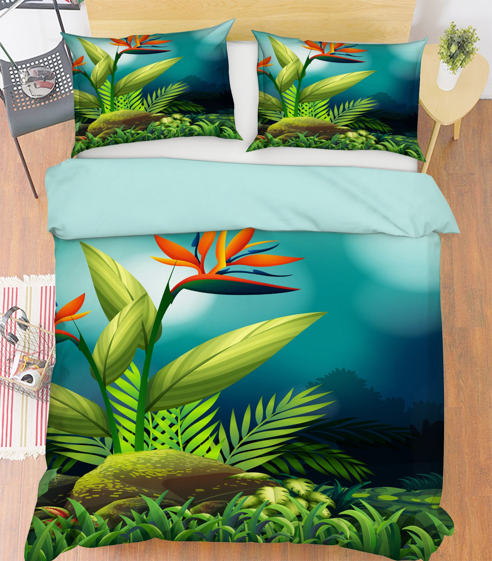 3D Grass Flowers 59186 Bed Pillowcases Quilt
