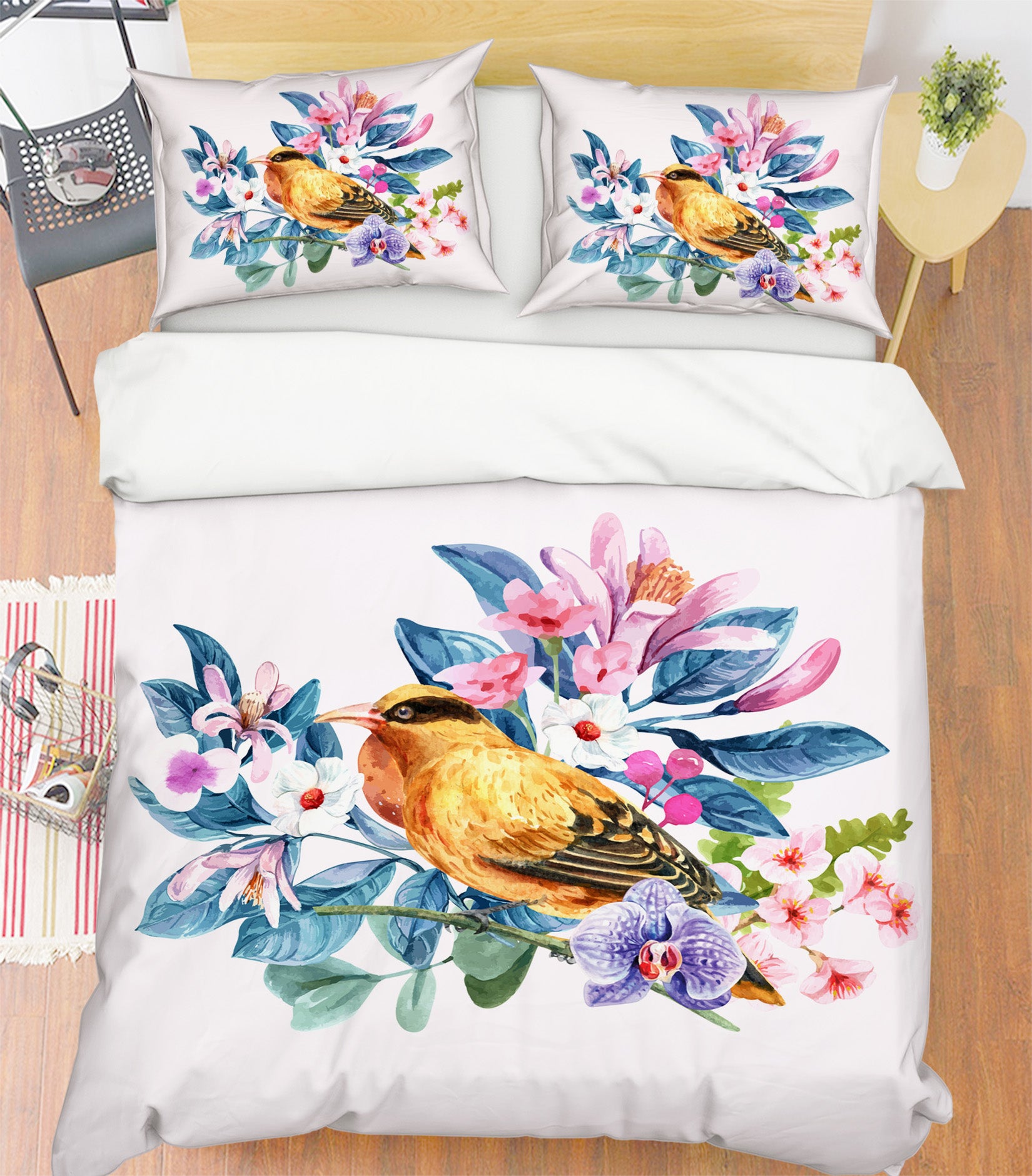 3D Flower Branch Sparrow 58236 Bed Pillowcases Quilt