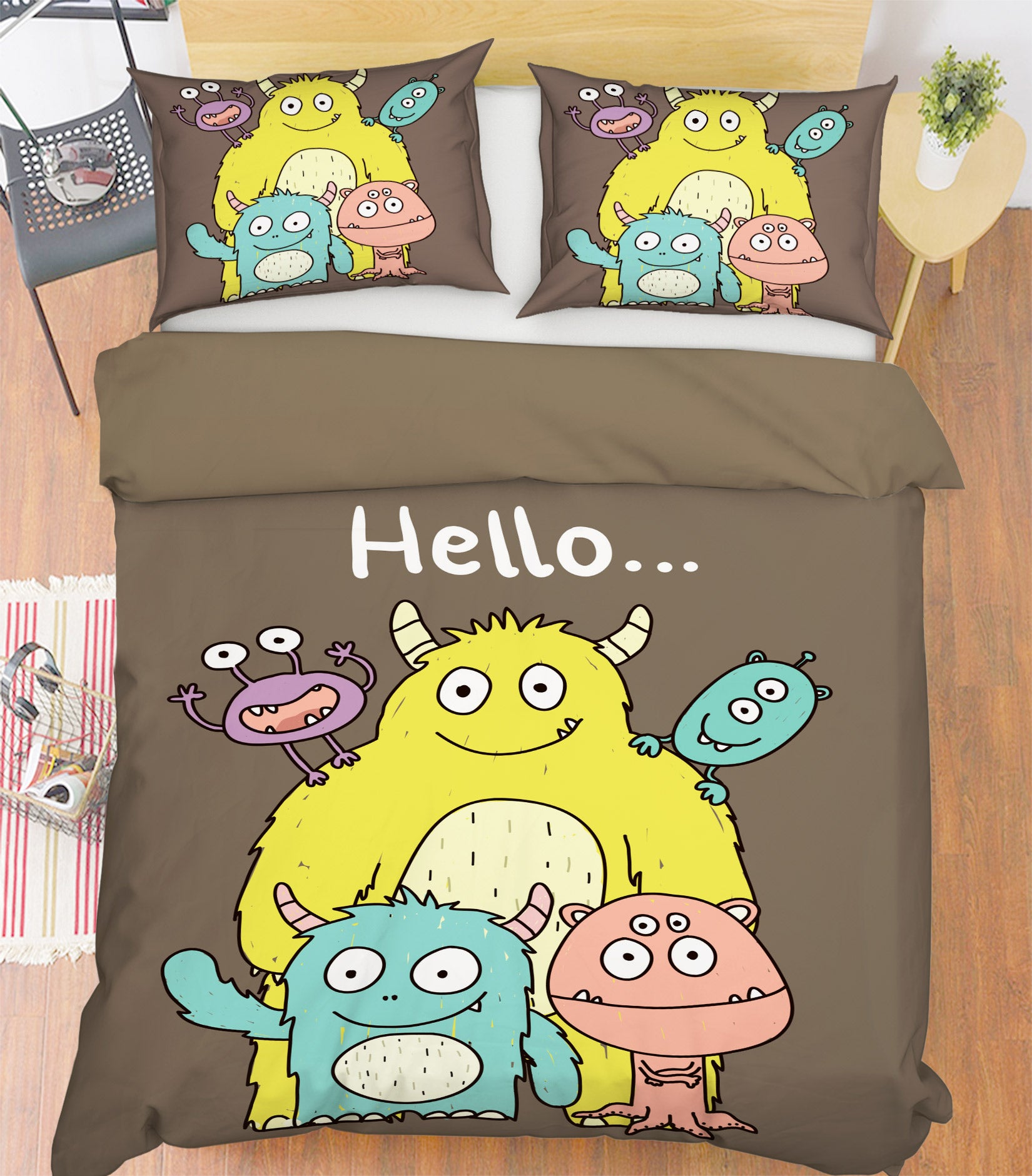 3D Cartoon Little Monster 59219 Bed Pillowcases Quilt