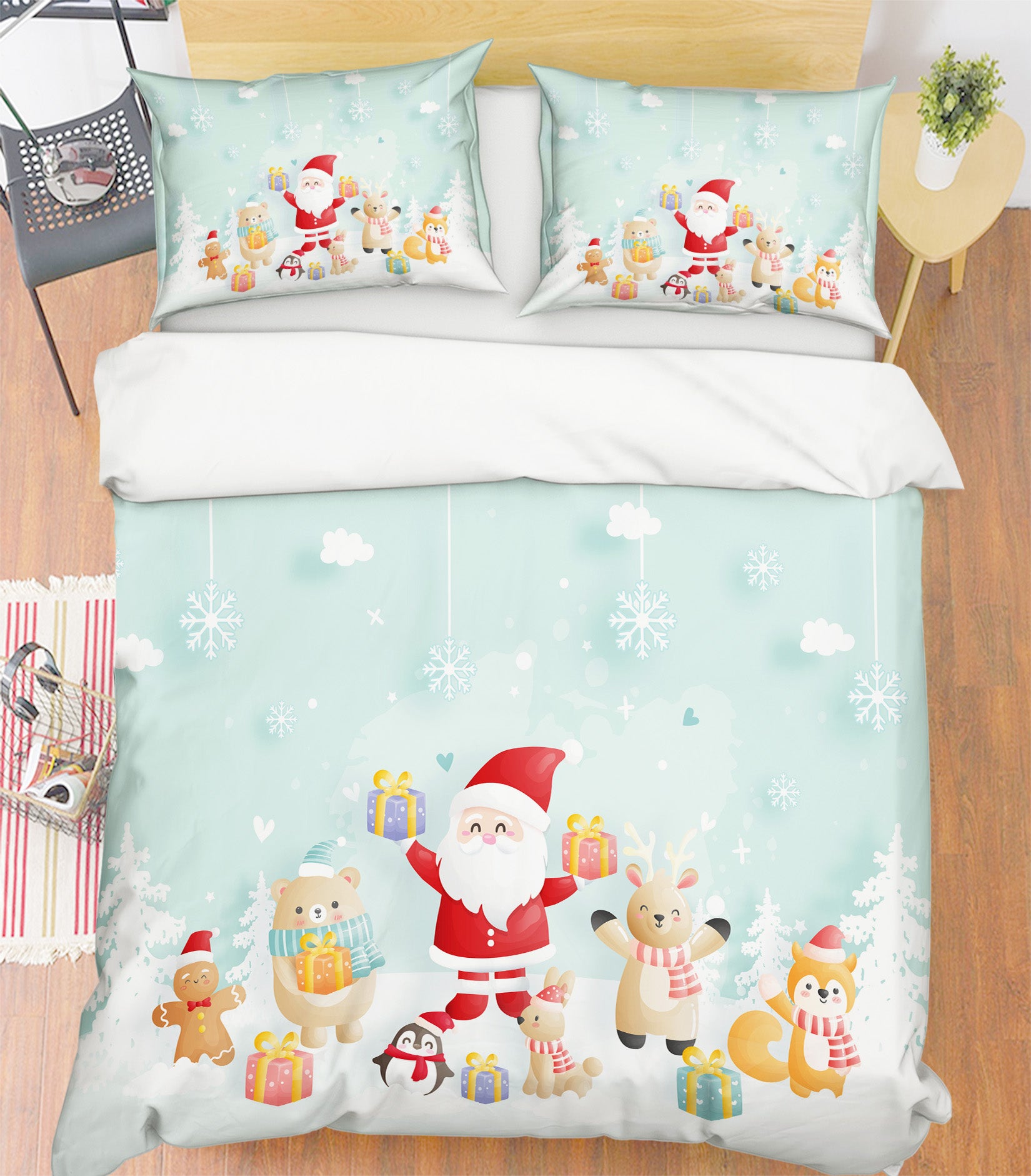 3D Santa Claus Small Animals 60235 Bed Pillowcases Quilt