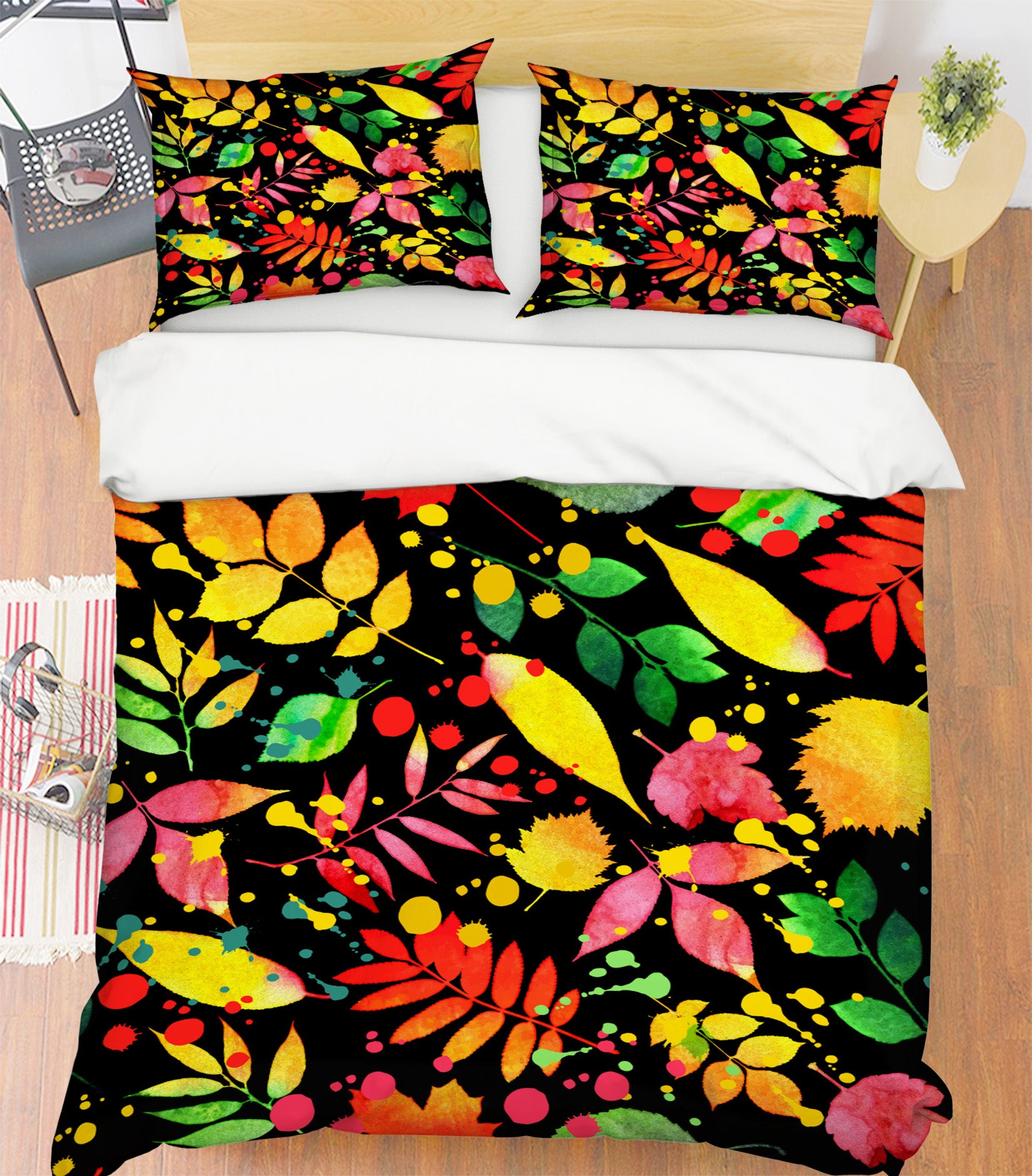3D Colored Leaves 60161 Bed Pillowcases Quilt