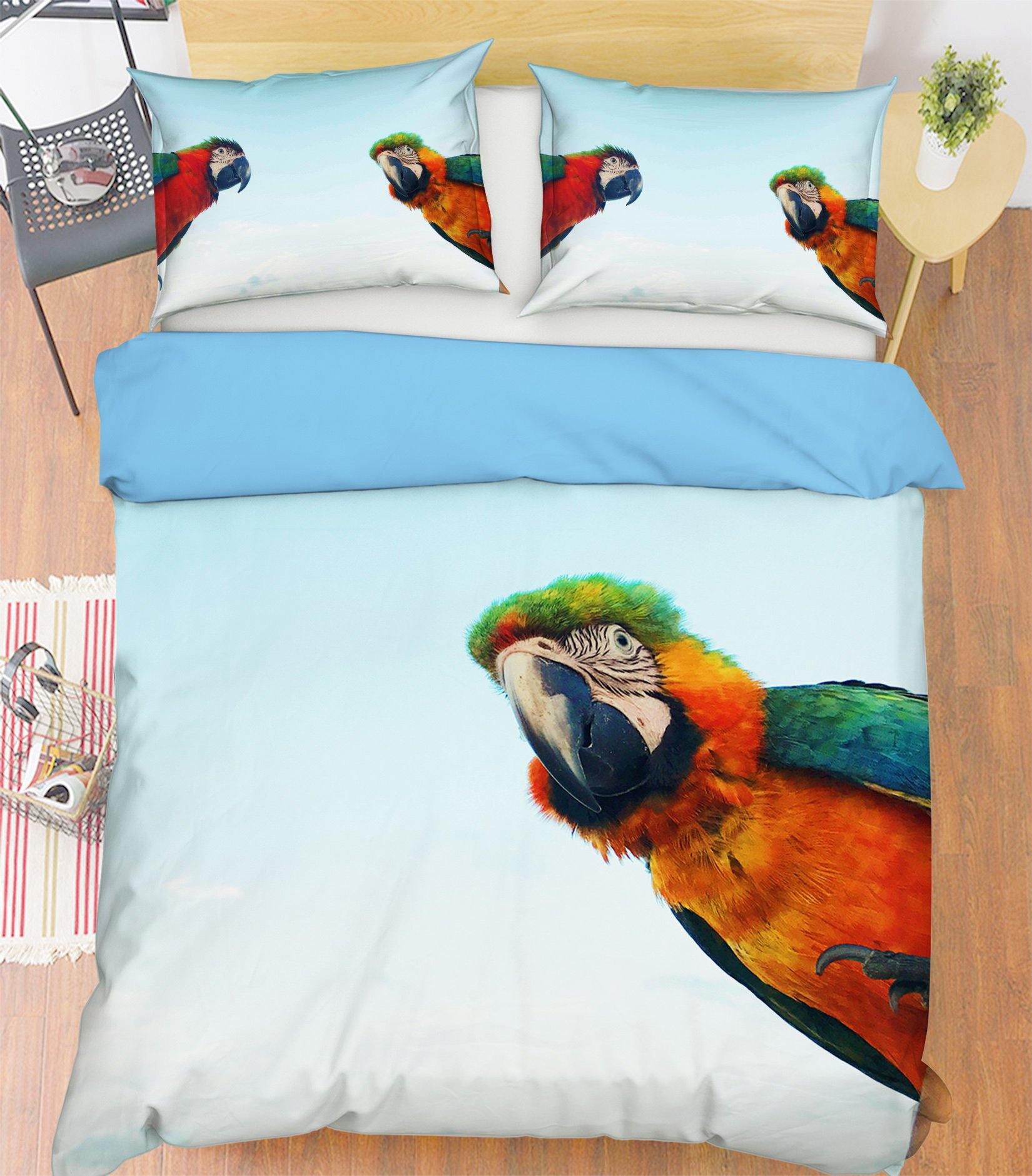 3D Blue Sky Parrot 1902 Bed Pillowcases Quilt Quiet Covers AJ Creativity Home