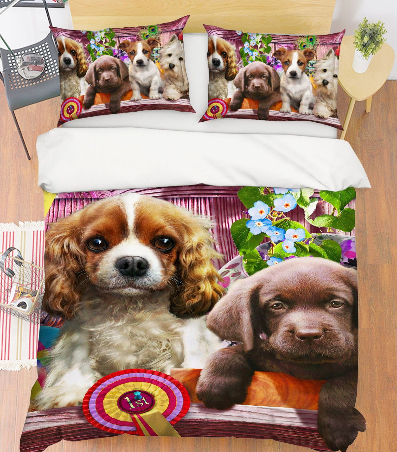 3D Cute Dog 2027 Adrian Chesterman Bedding Bed Pillowcases Quilt Quiet Covers AJ Creativity Home