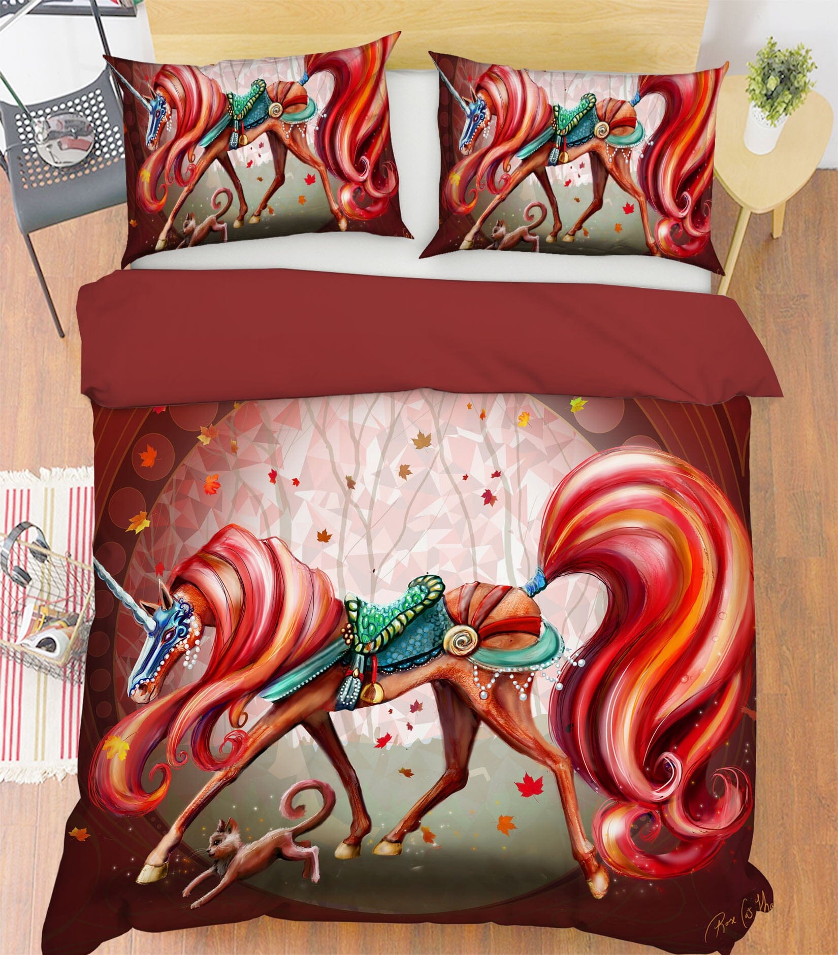 3D Unicorn Queen 018 Rose Catherine Khan Bedding Bed Pillowcases Quilt Quiet Covers AJ Creativity Home