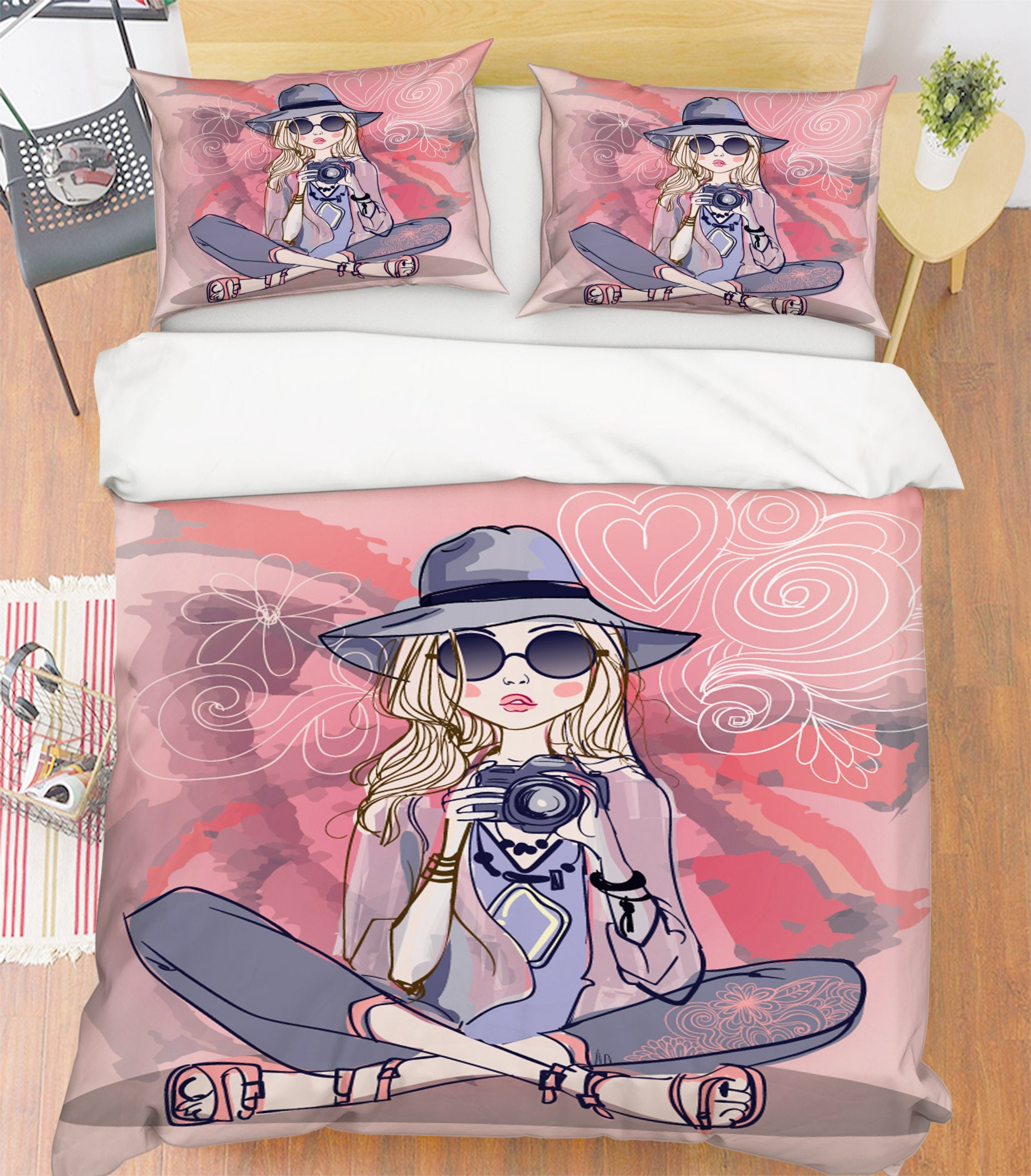3D Camera Girl 15004 Bed Pillowcases Quilt
