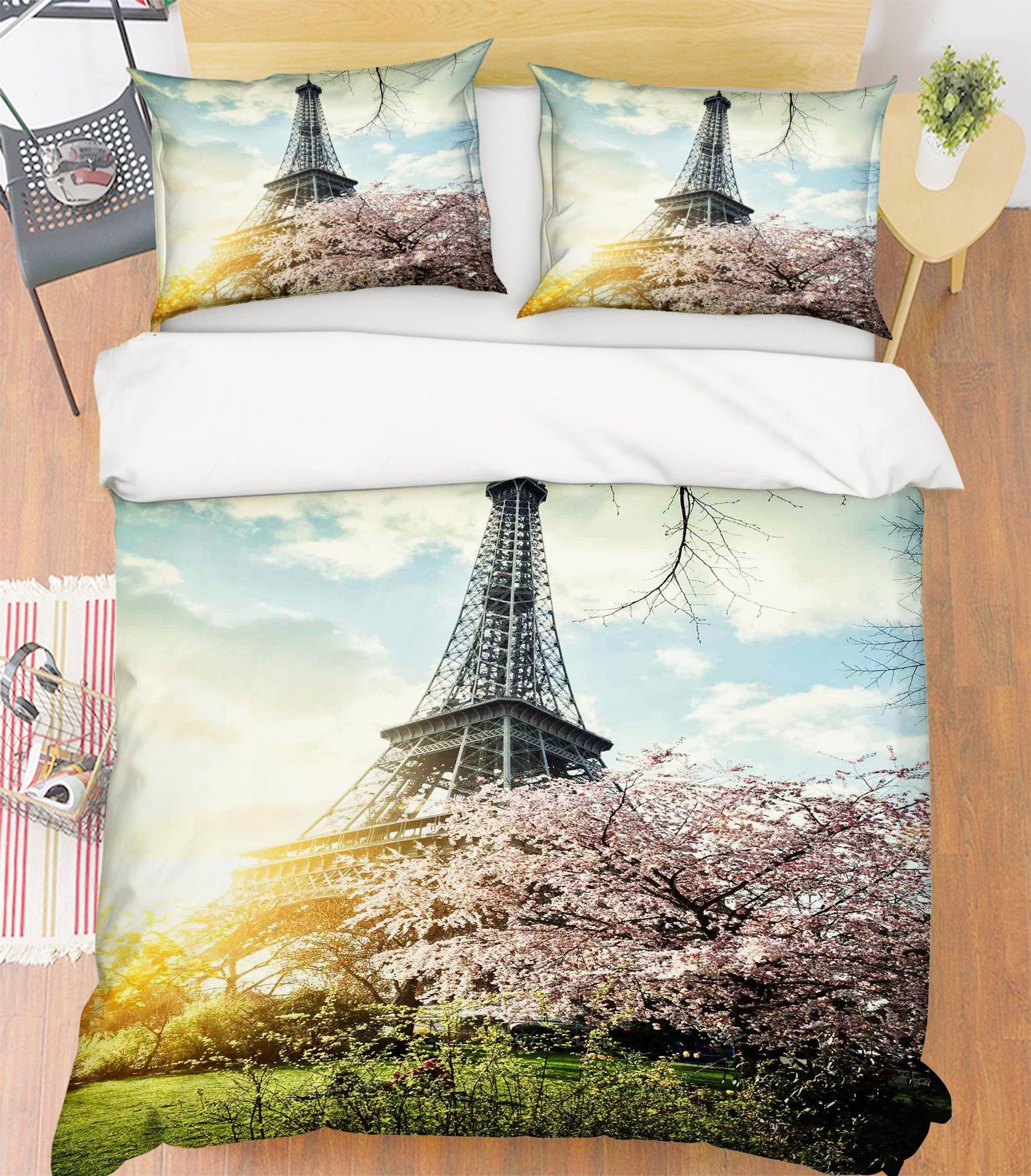 3D Tower Cherry Blossom 186 Bed Pillowcases Quilt Wallpaper AJ Wallpaper