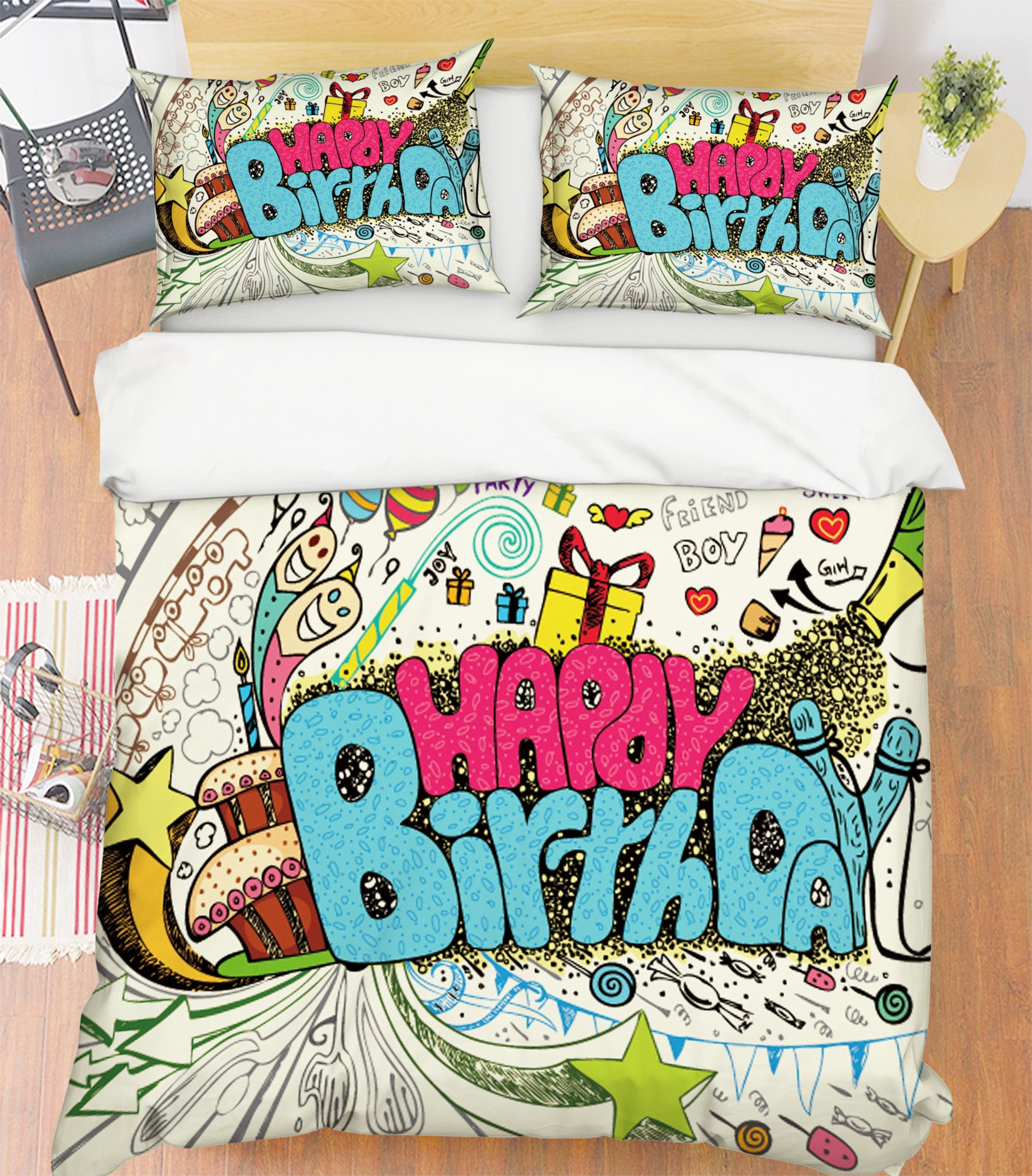 3D English Alphabet 15075 Bed Pillowcases Quilt