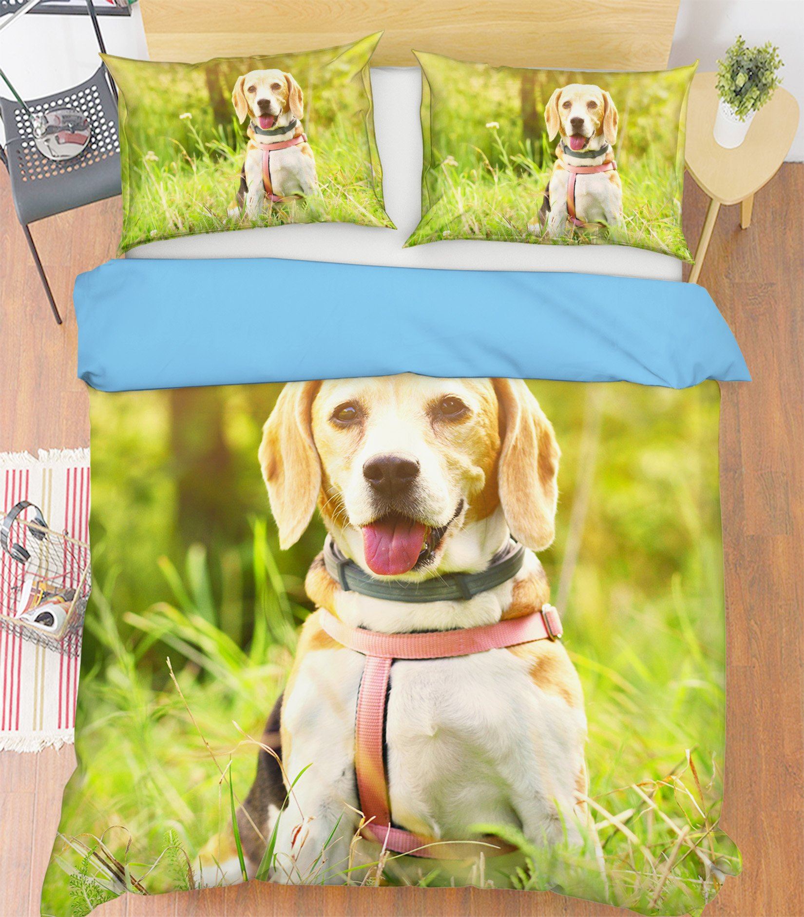 3D Sunshine Puppy 1950 Bed Pillowcases Quilt Quiet Covers AJ Creativity Home