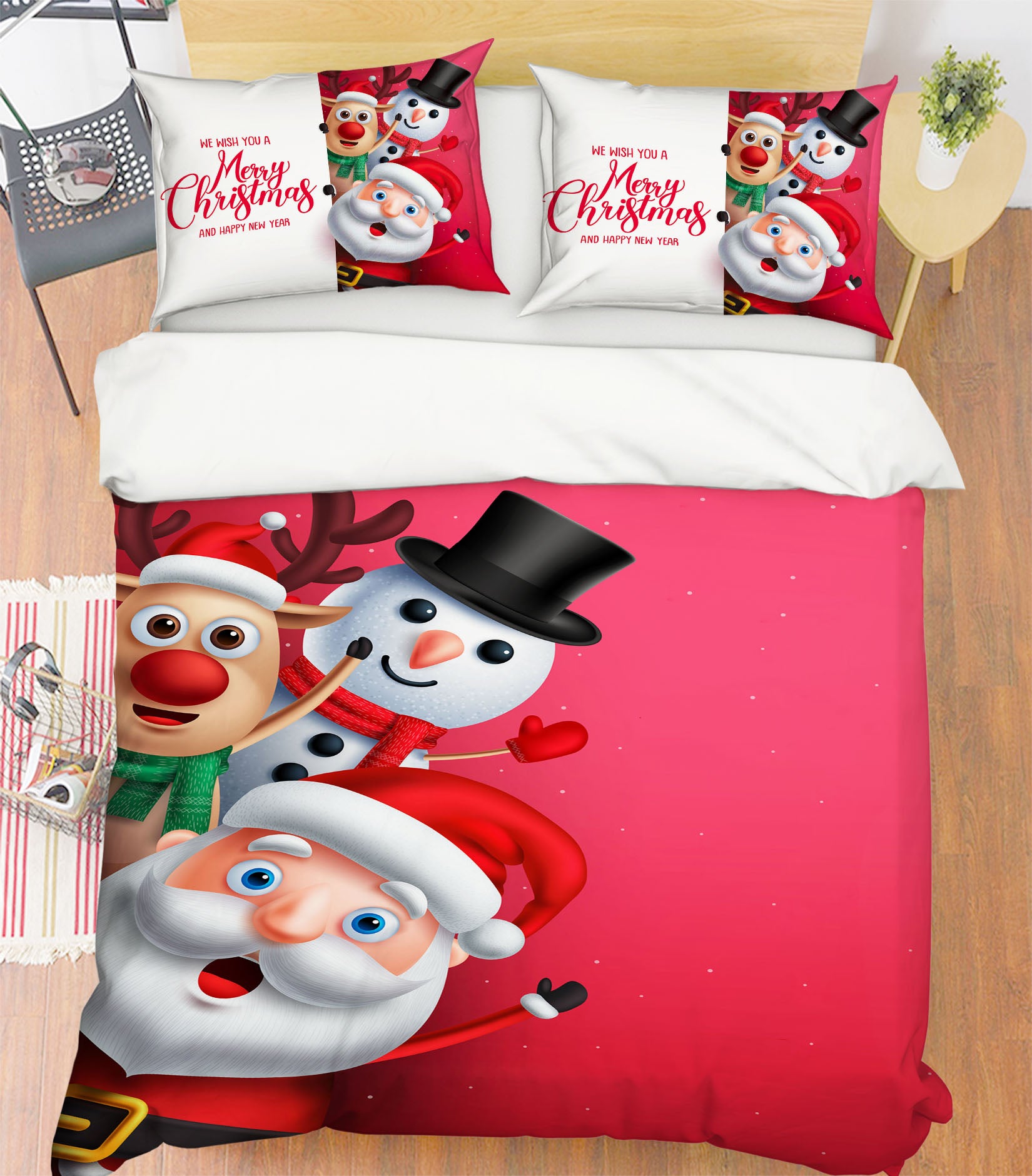 3D Santa Claus Snowman Deer 51016 Christmas Quilt Duvet Cover Xmas Bed Pillowcases