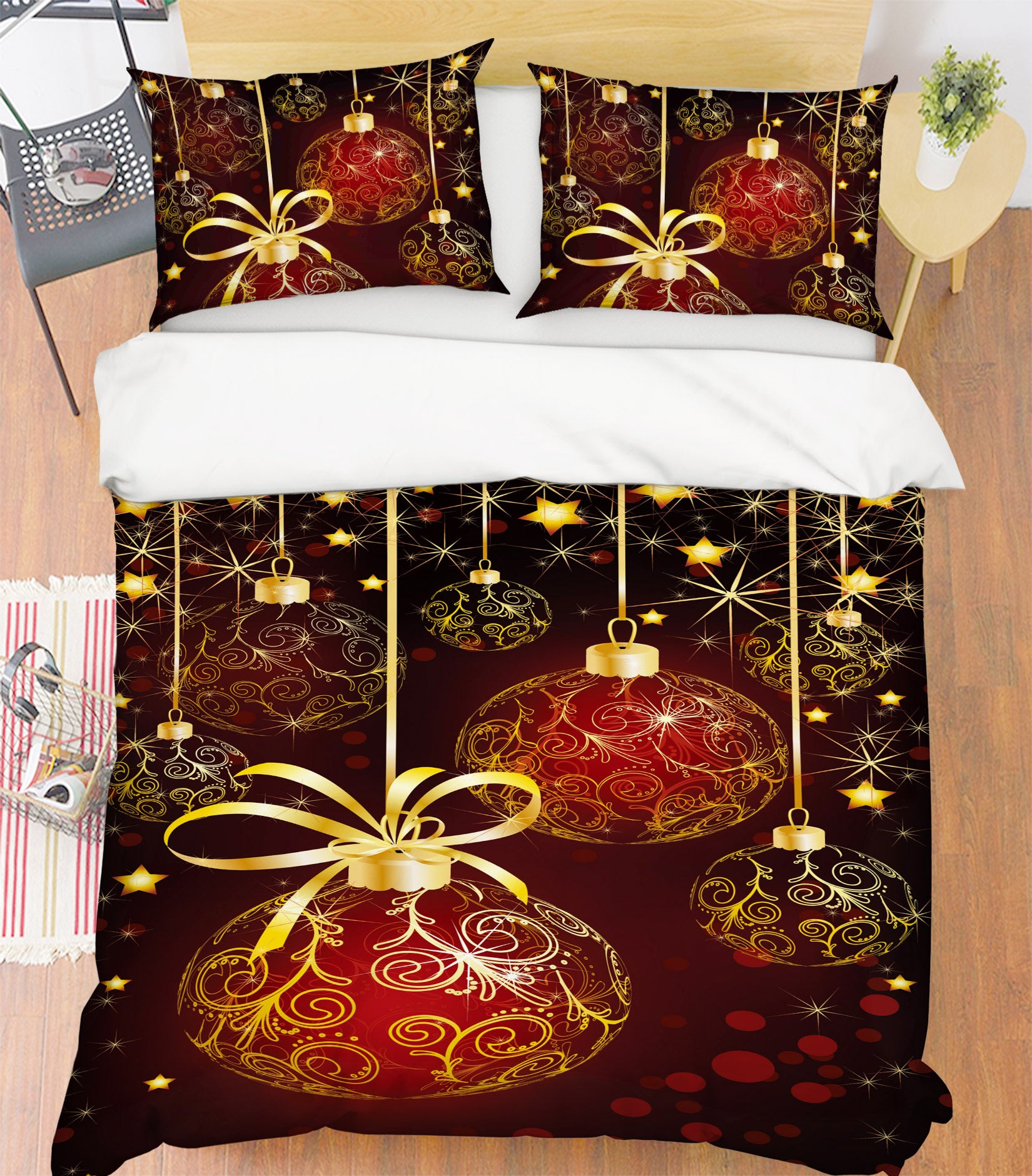 3D Ball Pendant 51068 Christmas Quilt Duvet Cover Xmas Bed Pillowcases