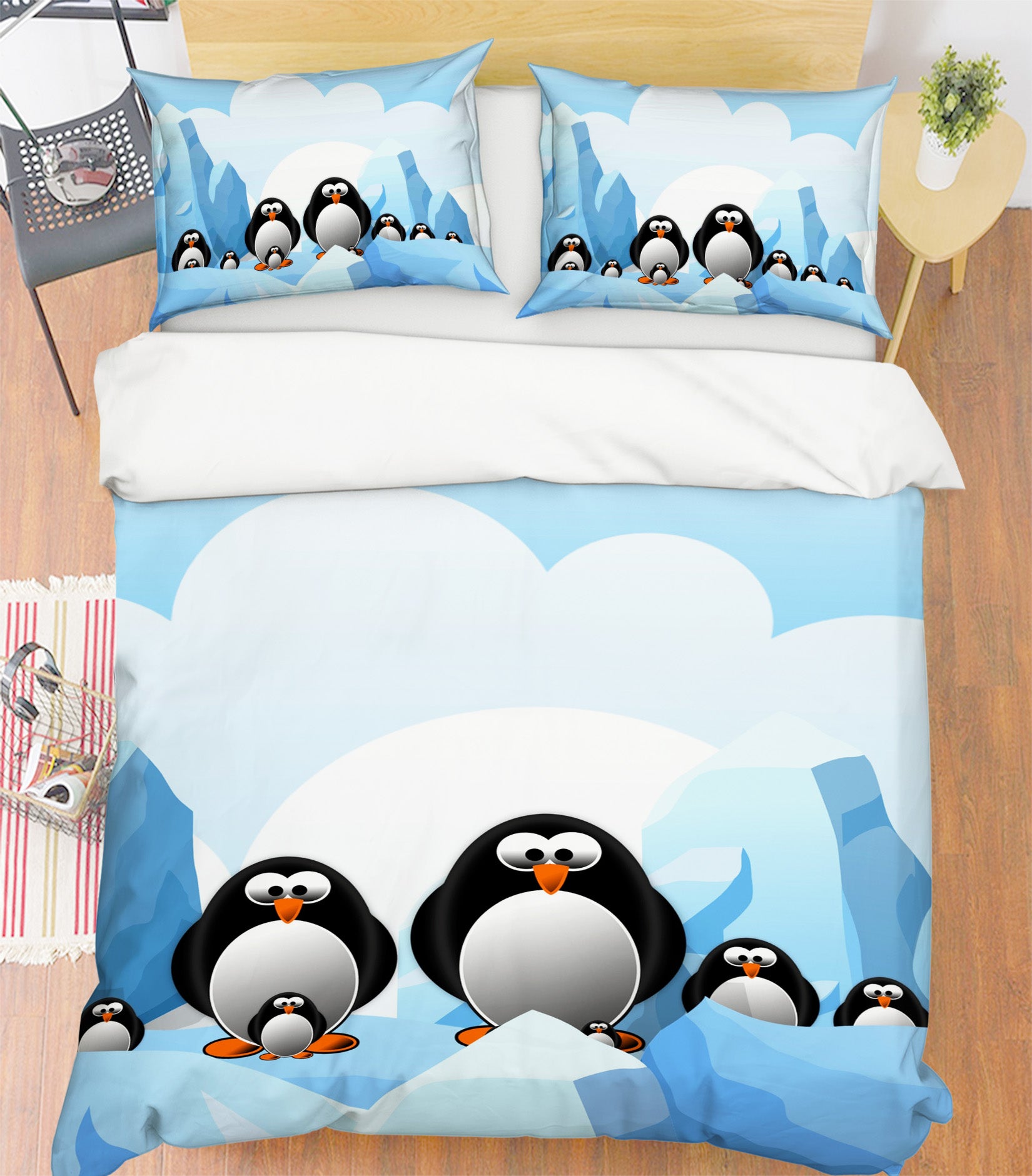 3D Ice Snow Penguin 19184 Bed Pillowcases Quilt
