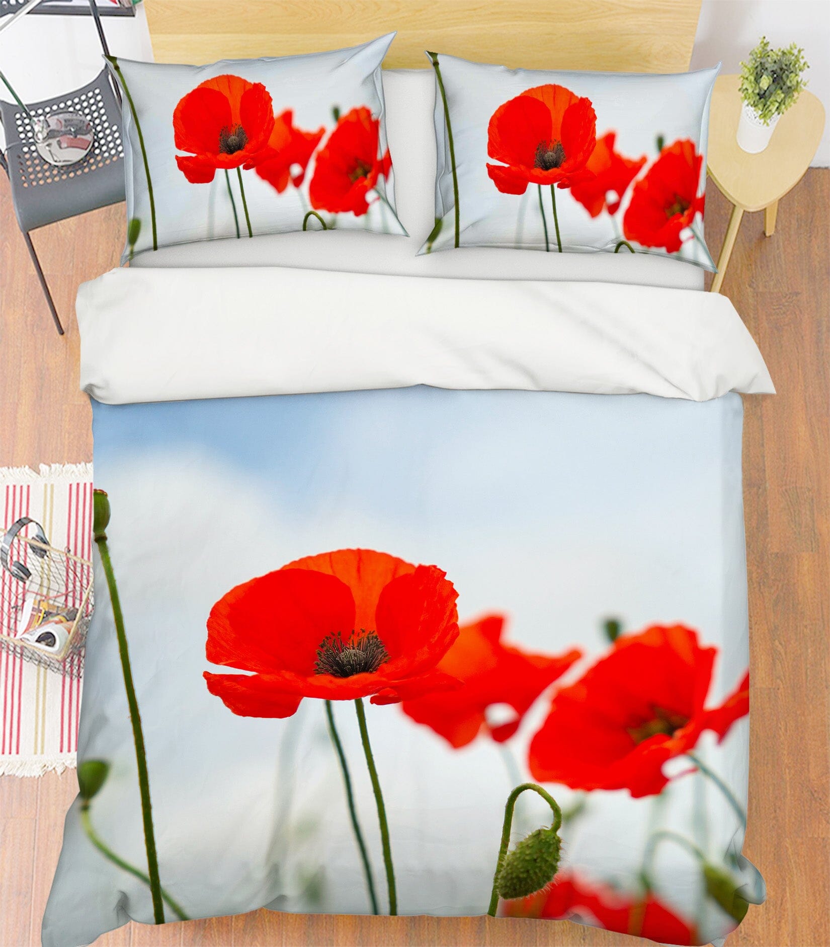3D Red Flowers 2112 Marco Carmassi Bedding Bed Pillowcases Quilt Quiet Covers AJ Creativity Home